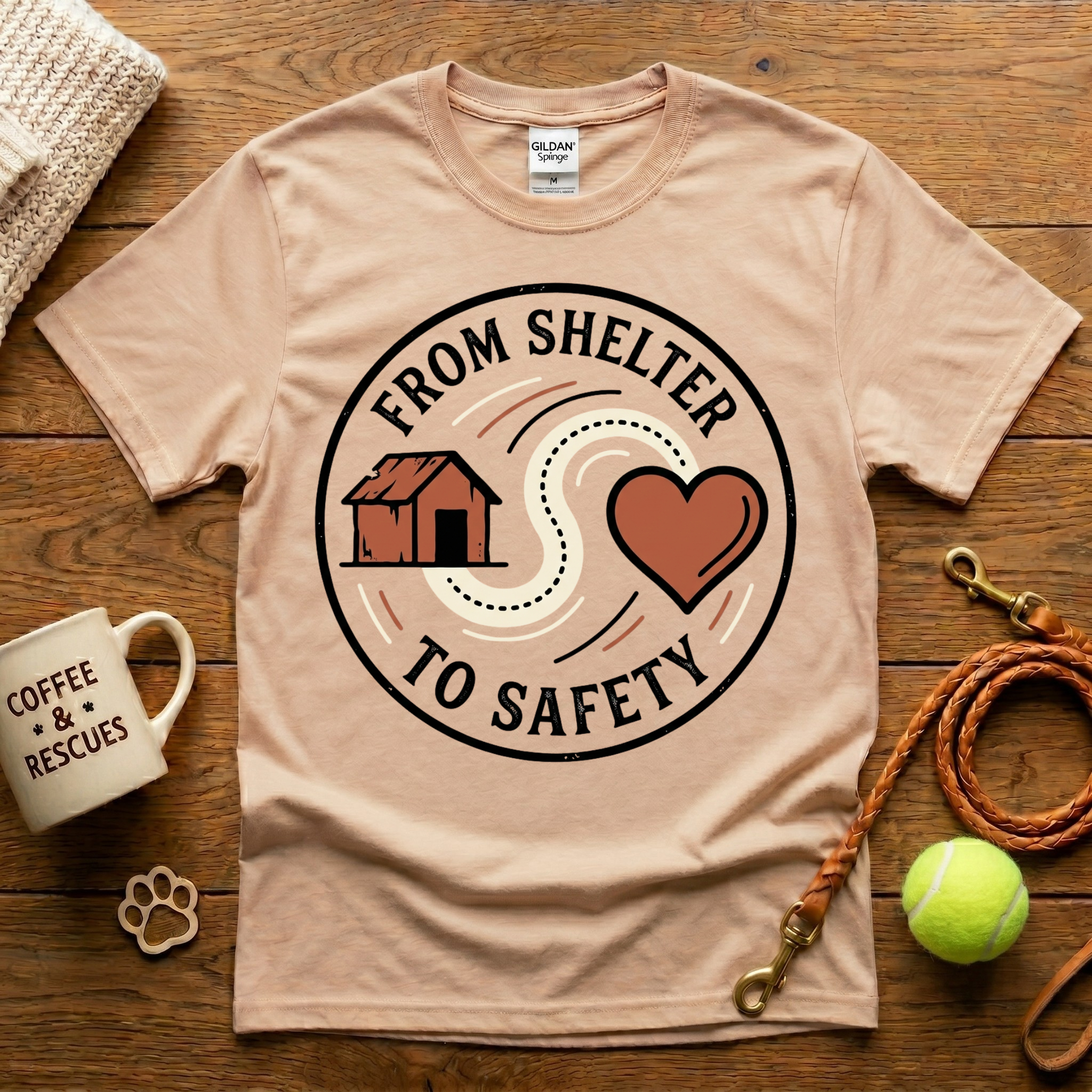From Shelter To Safety Animal Recue T-Shirt - Tattoo Badge