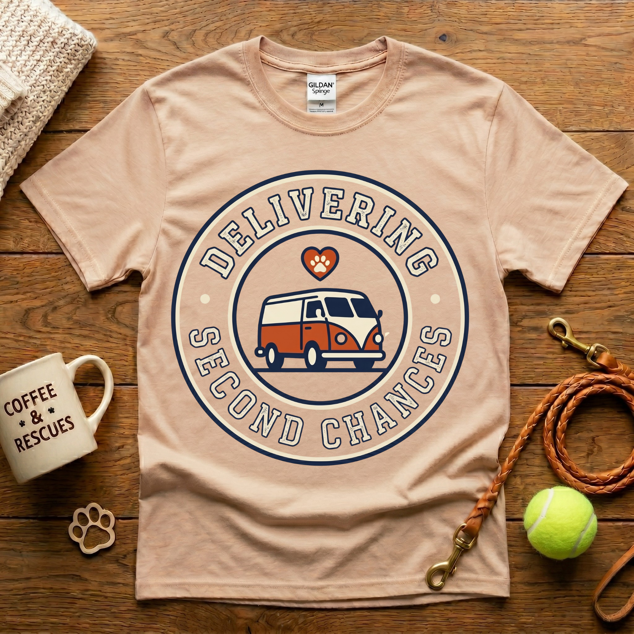 Delivering Second Chances Animal Rescue T-Shirt - Vintage Badge