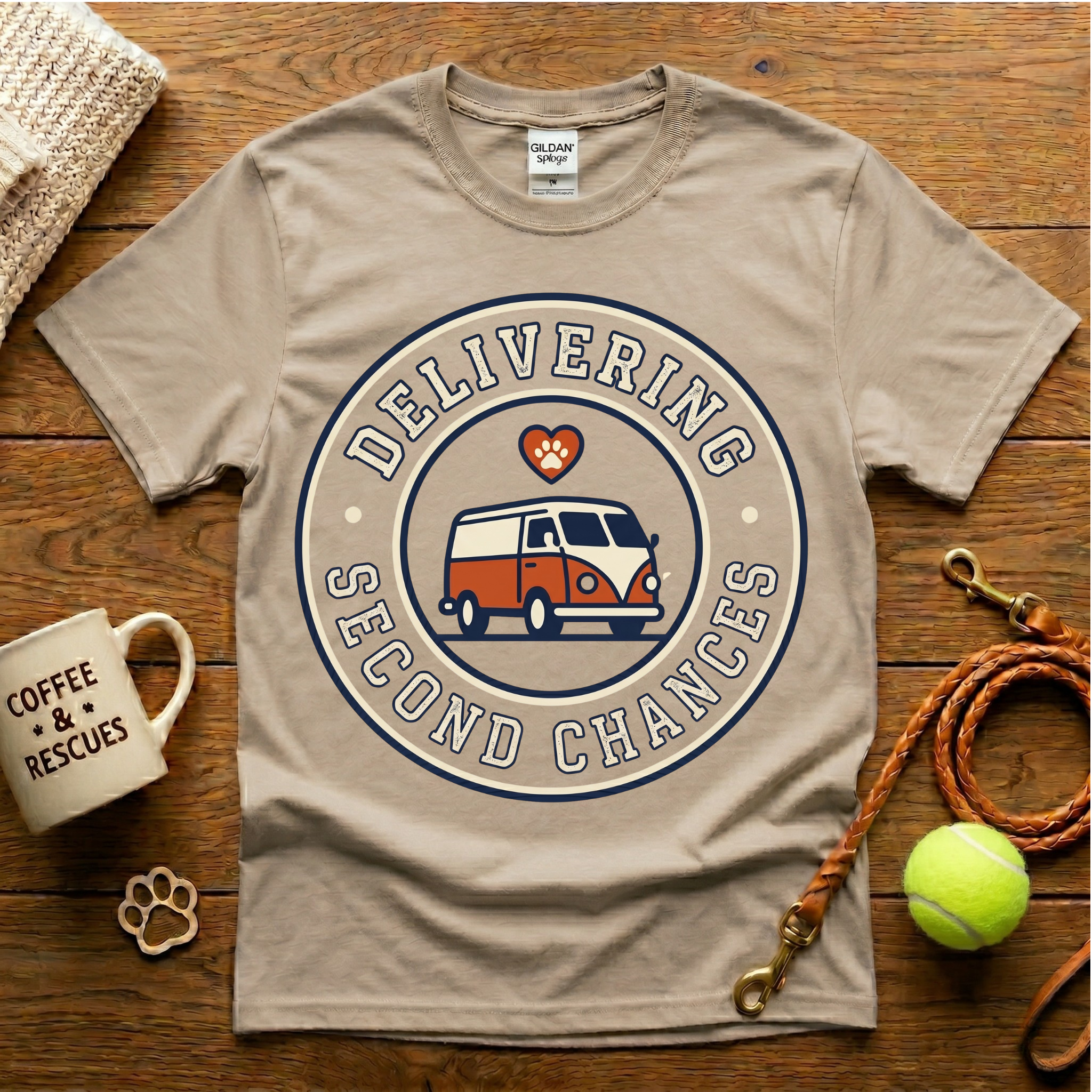 Delivering Second Chances Animal Rescue T-Shirt - Vintage Badge
