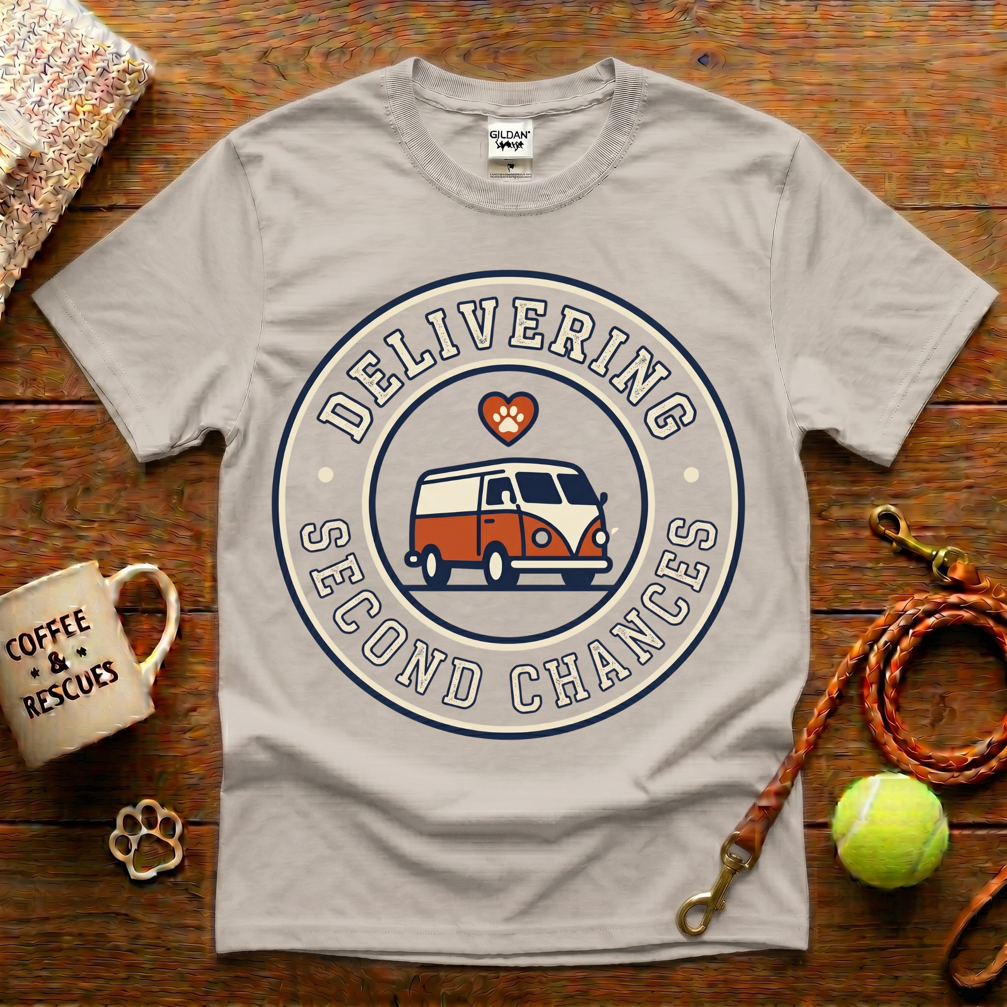 Delivering Second Chances Animal Rescue T-Shirt - Vintage Badge