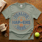 Healing Happens Here Animal Rescue T-Shirt - Vintage Badge