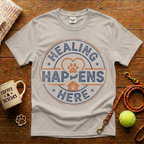 Healing Happens Here Animal Rescue T-Shirt - Vintage Badge