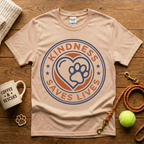 Kindness Saves Lives Animal Rescue T-Shirt - Vintage Badge