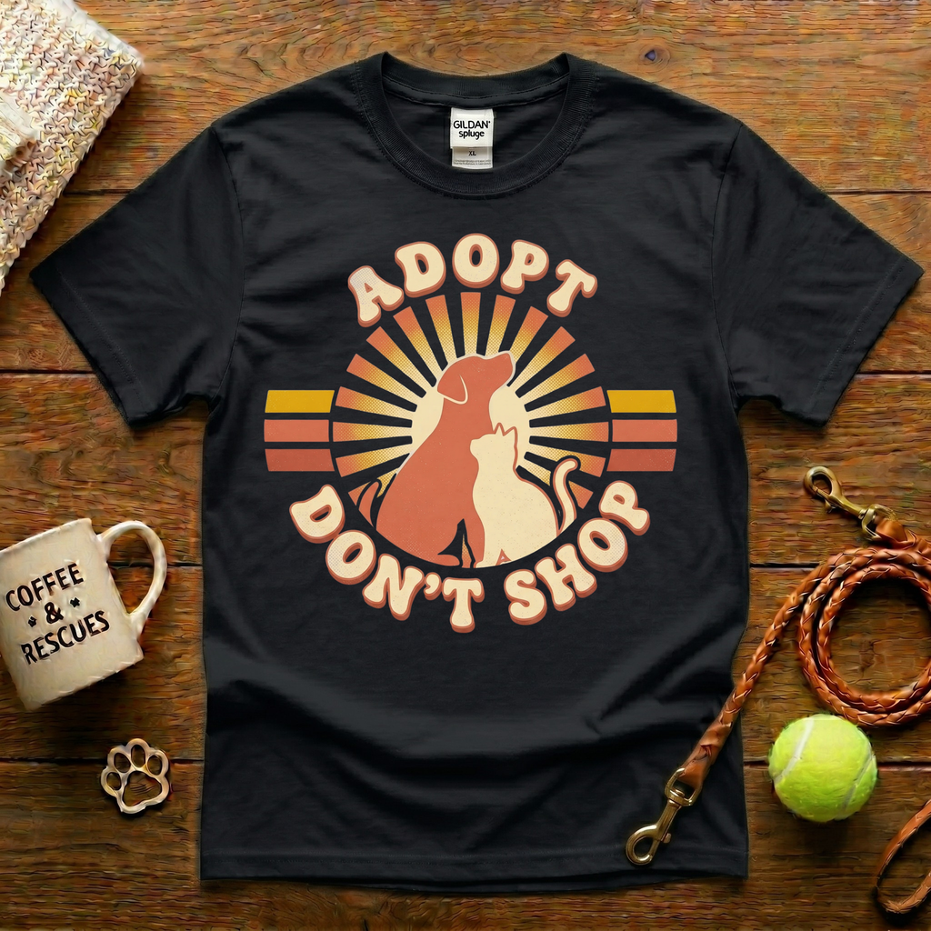 Adopt Don't Shop Animal Rescue T-Shirt - Vintage Retro