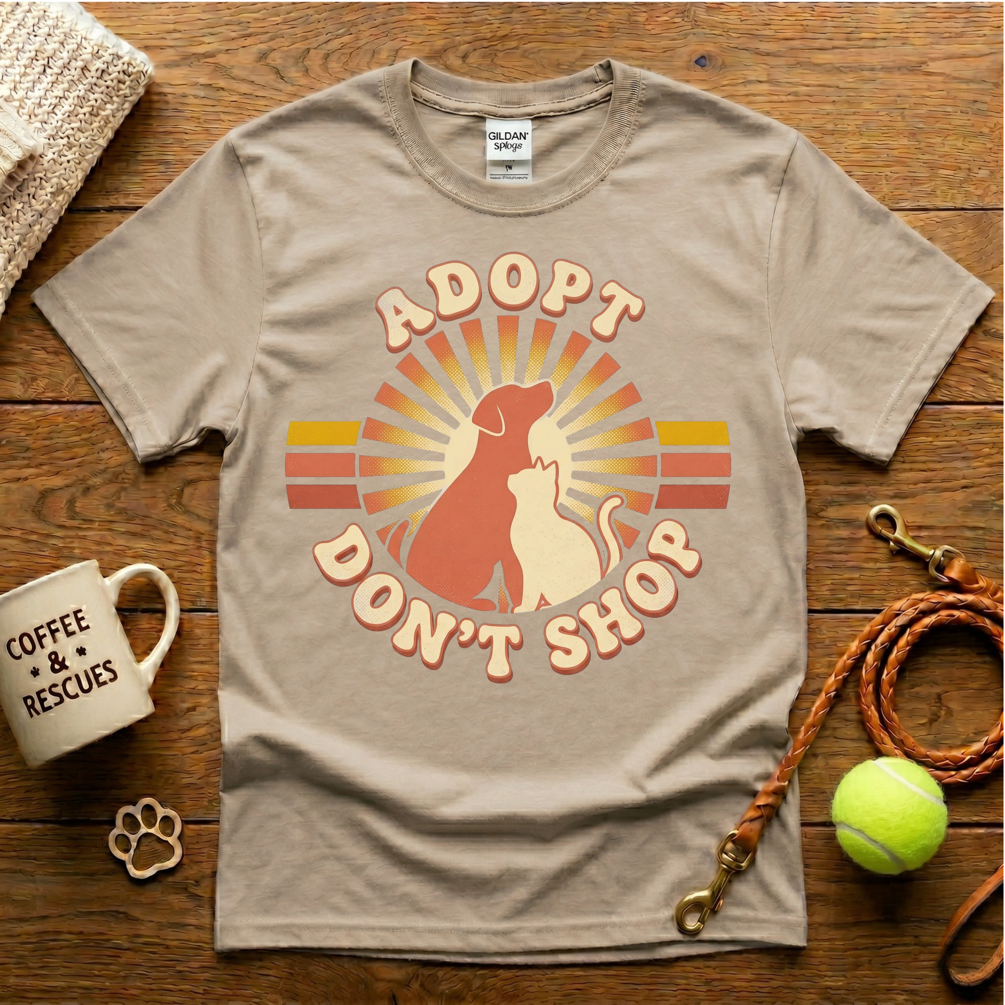 Adopt Don't Shop Animal Rescue T-Shirt - Vintage Retro