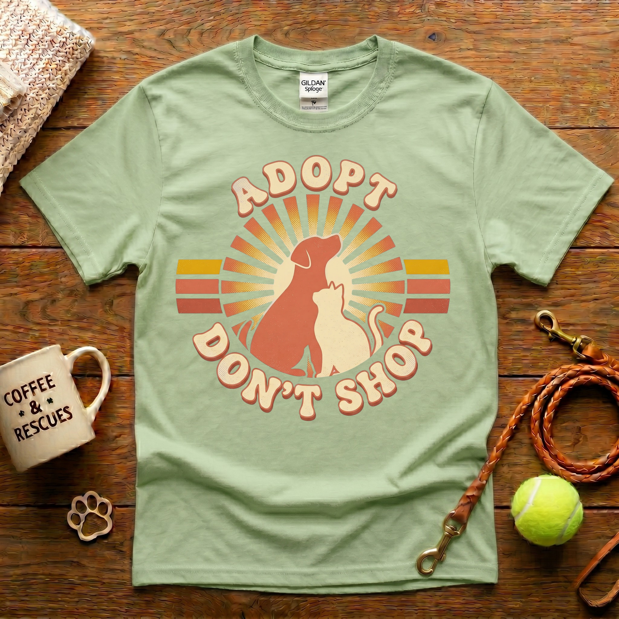 Adopt Don't Shop Animal Rescue T-Shirt - Vintage Retro