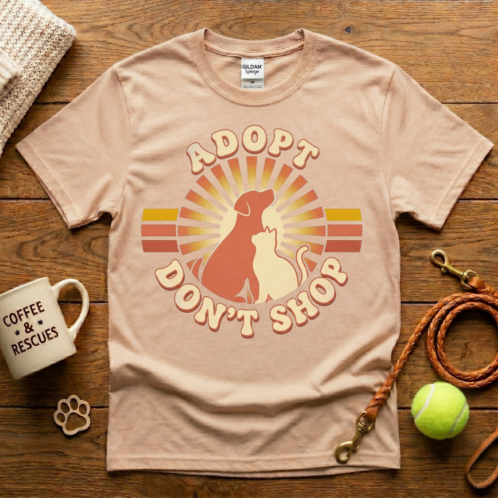 Adopt Don't Shop Animal Rescue T-Shirt - Vintage Retro