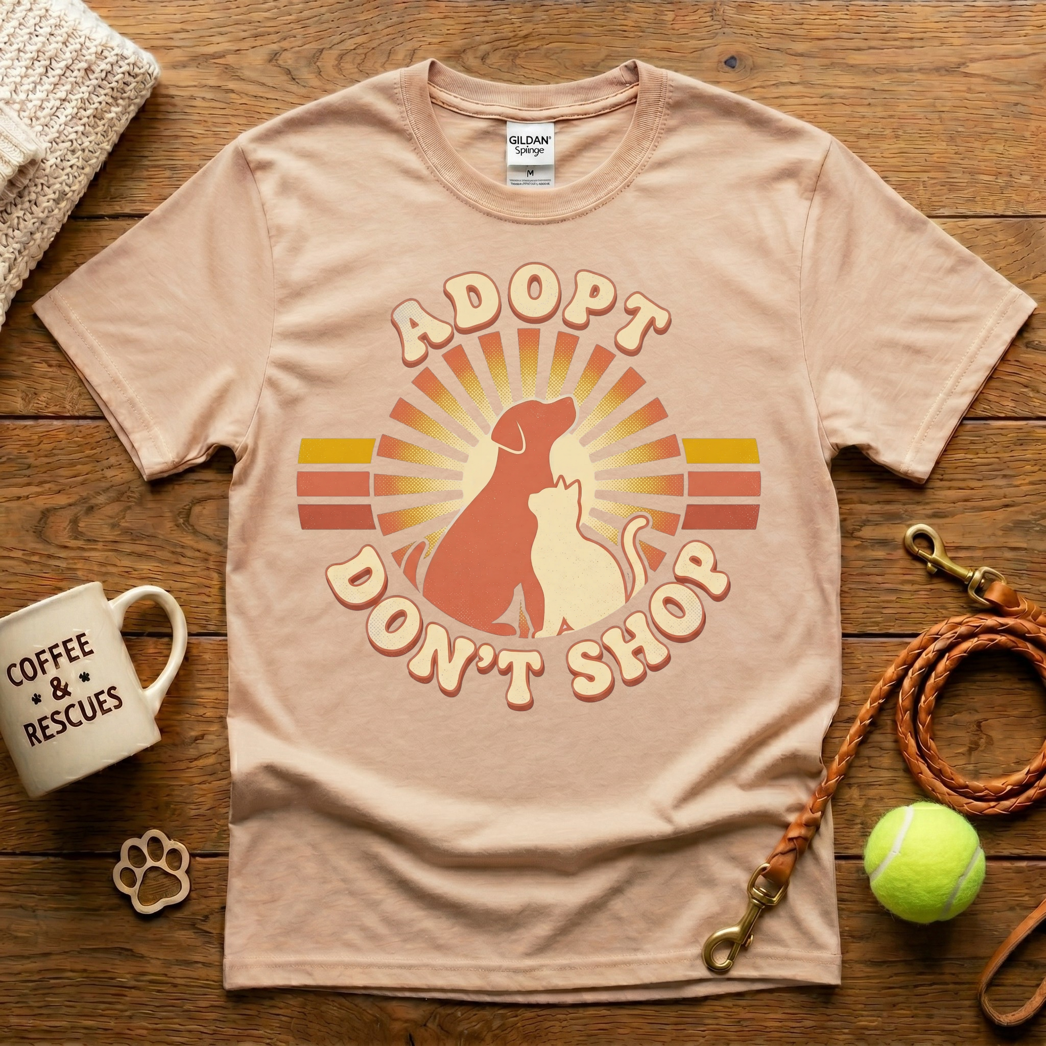 Adopt Don't Shop Animal Rescue T-Shirt - Vintage Retro