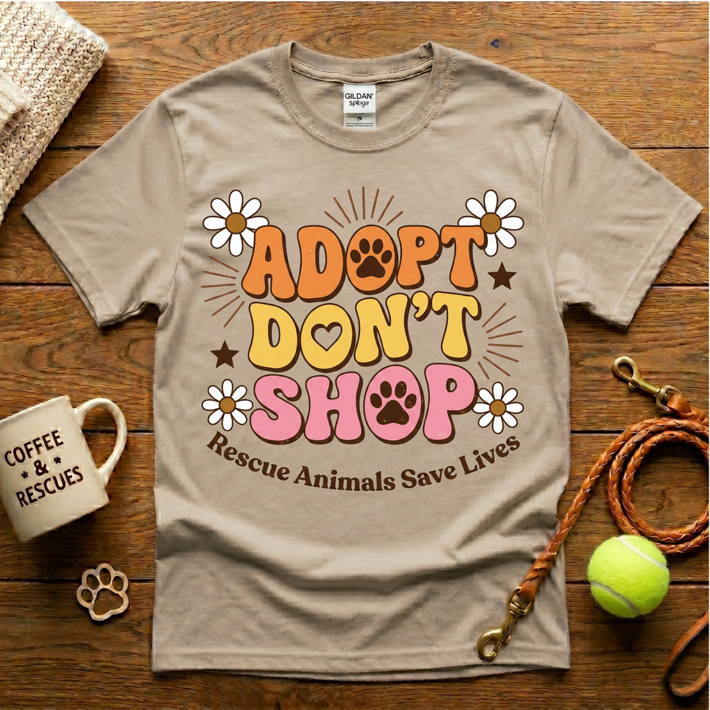 Adopt Don't Shop Animal Rescue T-Shirt - Vintage Retro