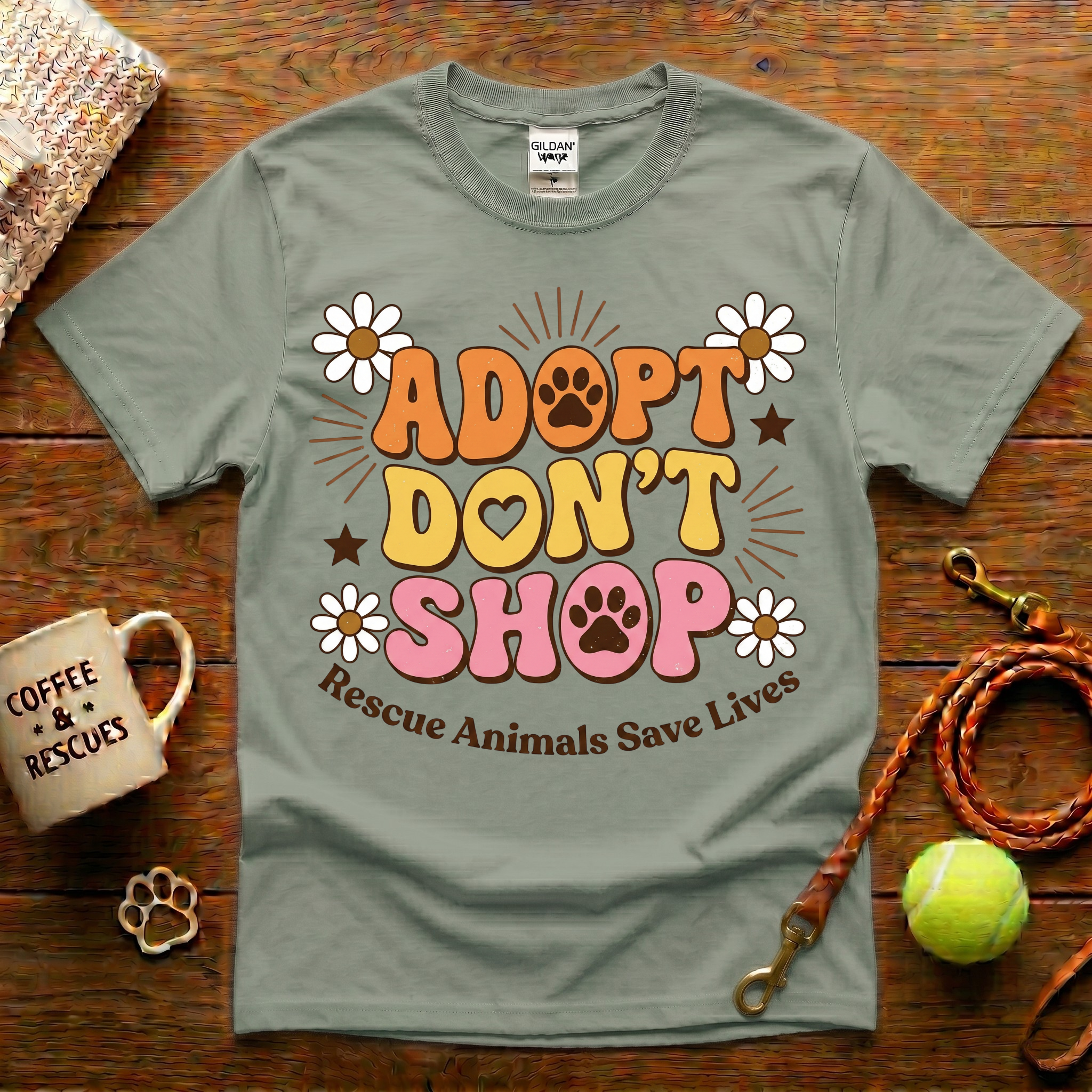 Adopt Don't Shop Animal Rescue T-Shirt - Vintage Retro