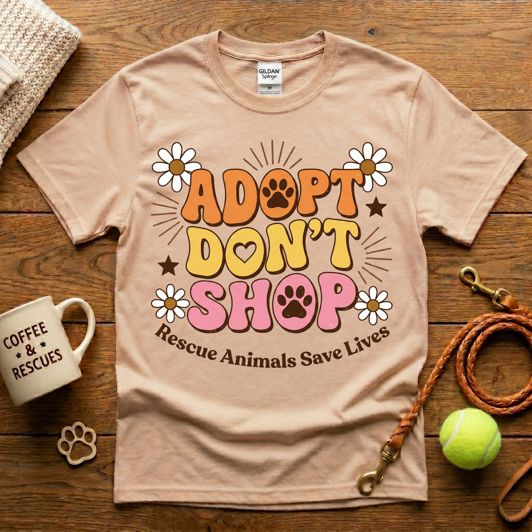 Adopt Don't Shop Animal Rescue T-Shirt - Vintage Retro