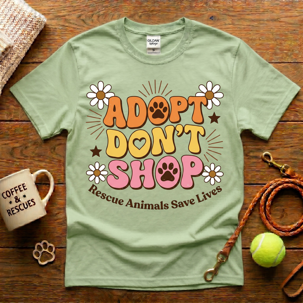 Adopt Don't Shop Animal Rescue T-Shirt - Vintage Retro
