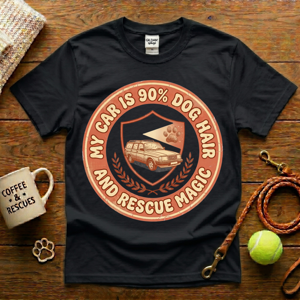My Car Is 90% Dog Hair And Rescue Magic Animal Rescue T-Shirt - Vintage Retro