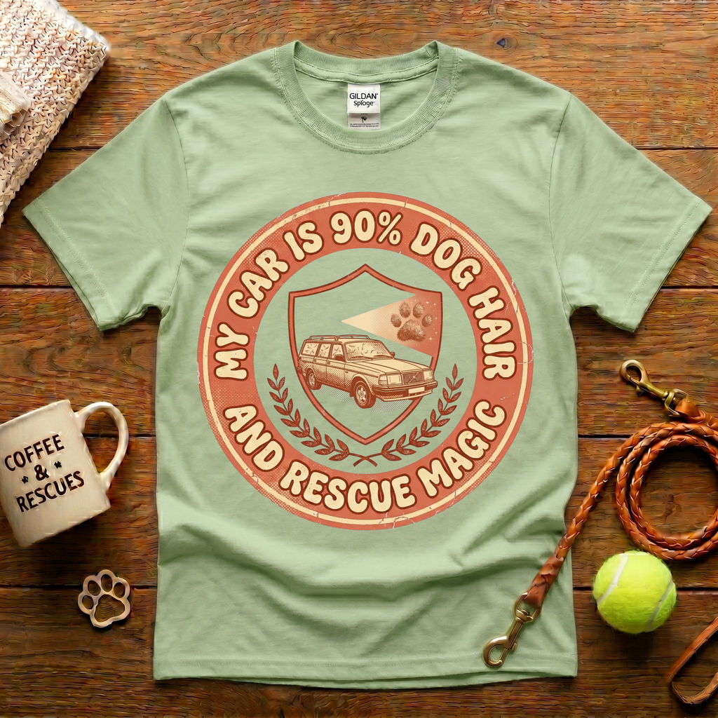 My Car Is 90% Dog Hair And Rescue Magic Animal Rescue T-Shirt - Vintage Retro