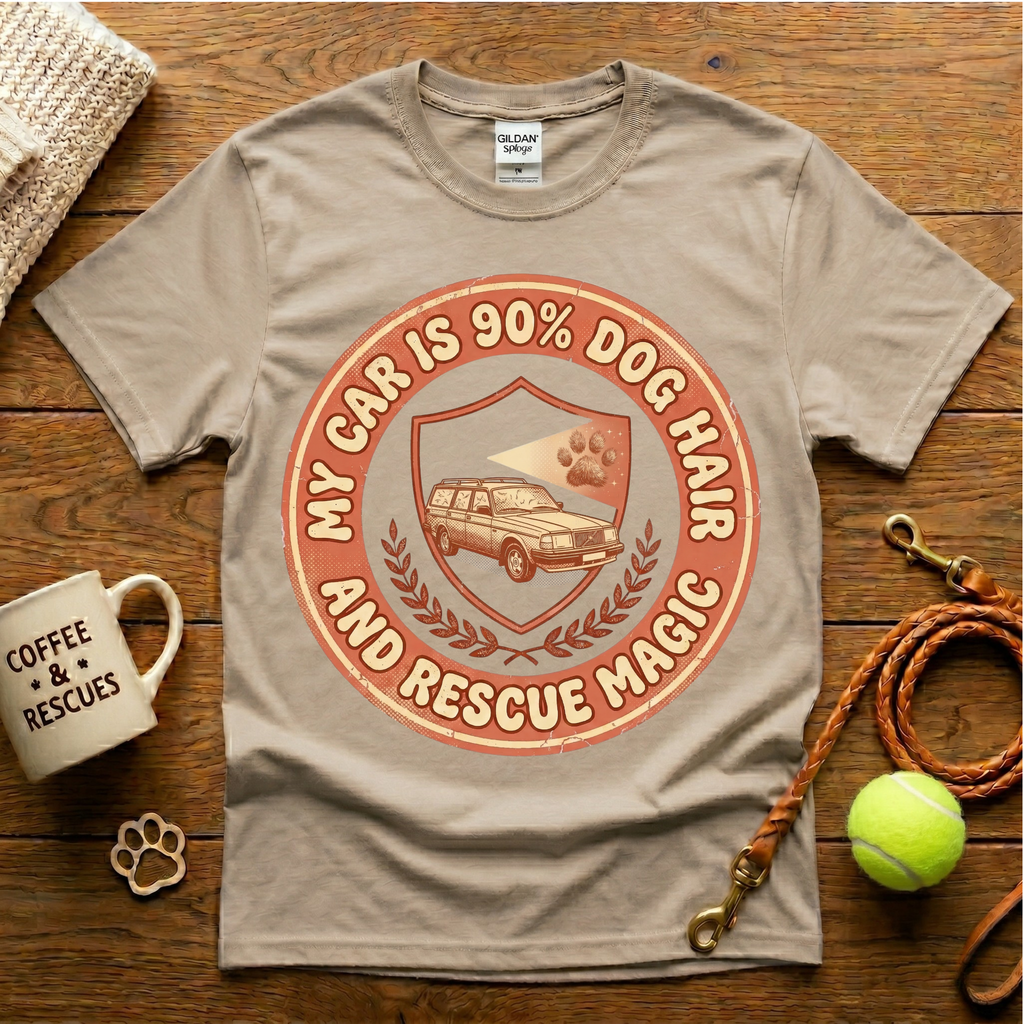 My Car Is 90% Dog Hair And Rescue Magic Animal Rescue T-Shirt - Vintage Retro