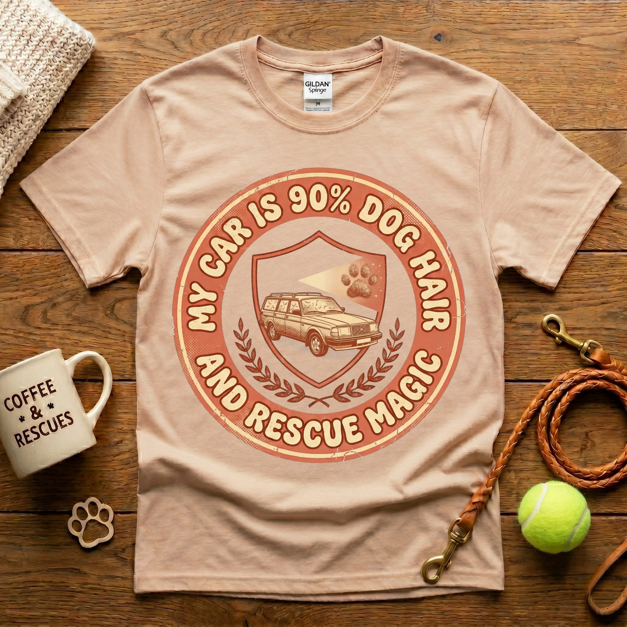 My Car Is 90% Dog Hair And Rescue Magic Animal Rescue T-Shirt - Vintage Retro
