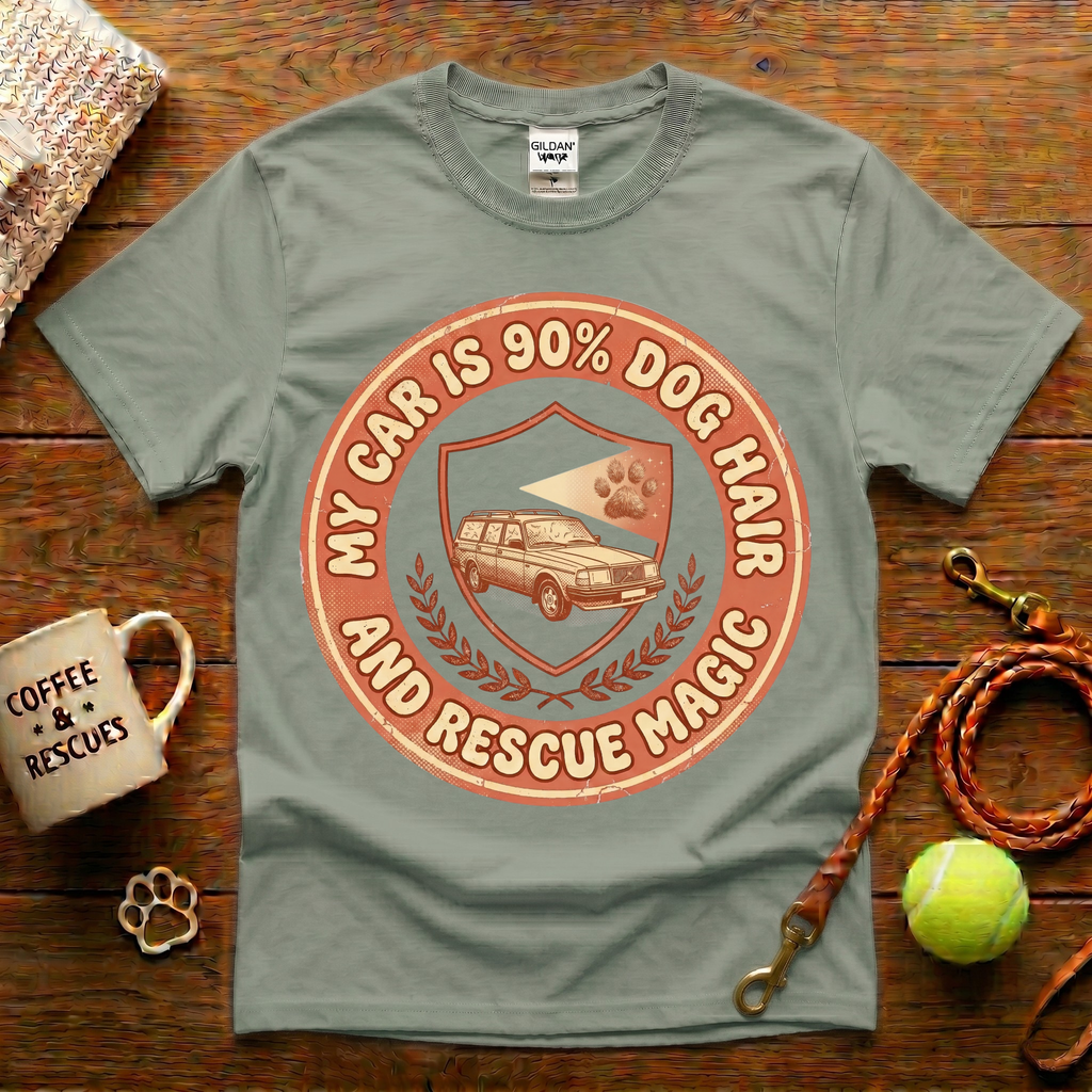 My Car Is 90% Dog Hair And Rescue Magic Animal Rescue T-Shirt - Vintage Retro