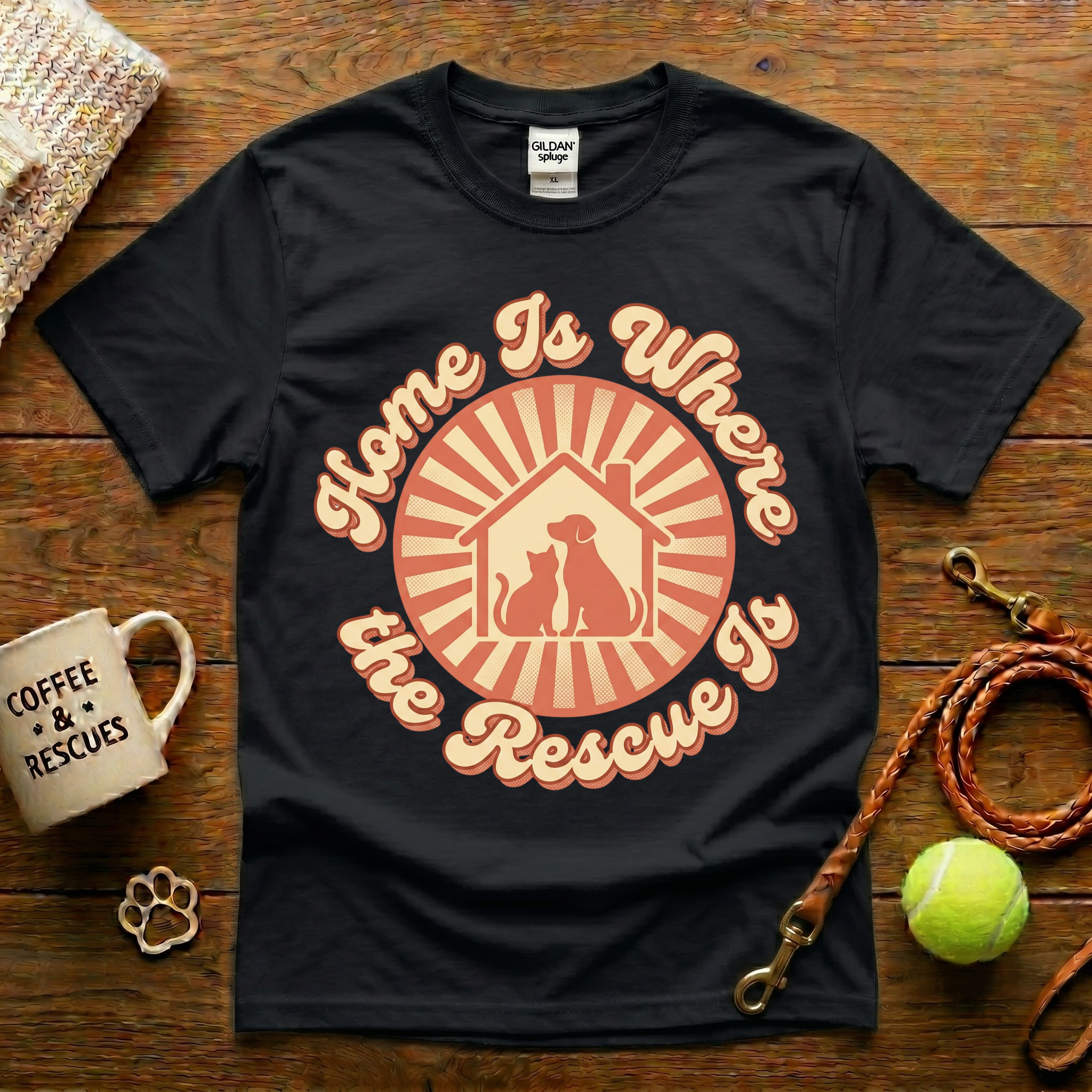 Home Is Where The Rescue Is Animal Rescue T-Shirt - Vintage Retro