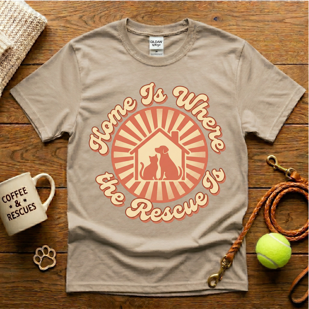 Home Is Where The Rescue Is Animal Rescue T-Shirt - Vintage Retro