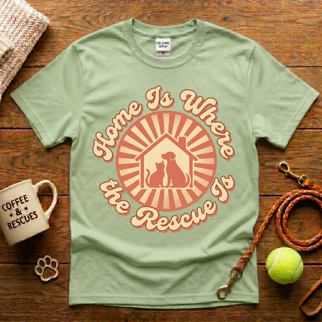 Home Is Where The Rescue Is Animal Rescue T-Shirt - Vintage Retro