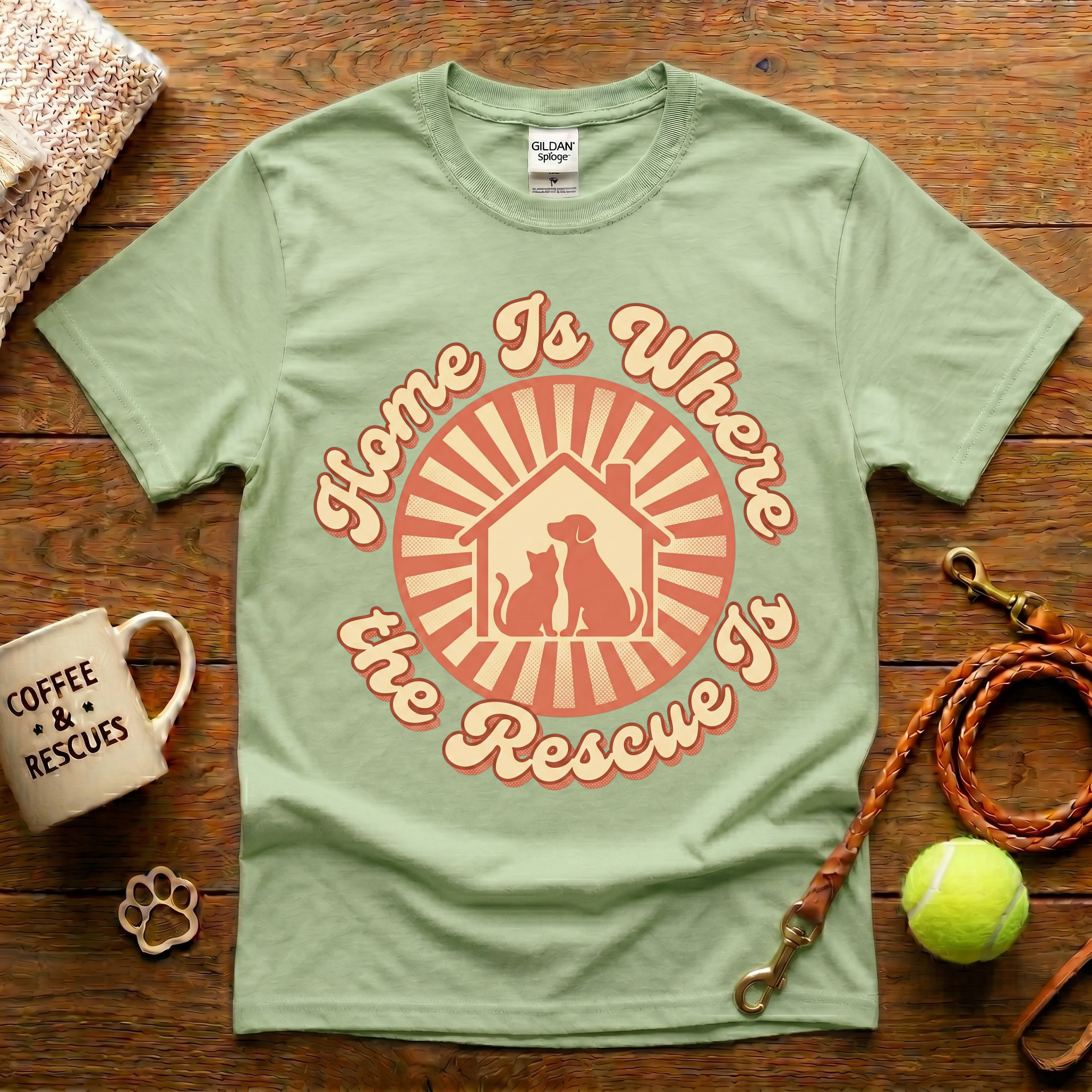 Home Is Where The Rescue Is Animal Rescue T-Shirt - Vintage Retro