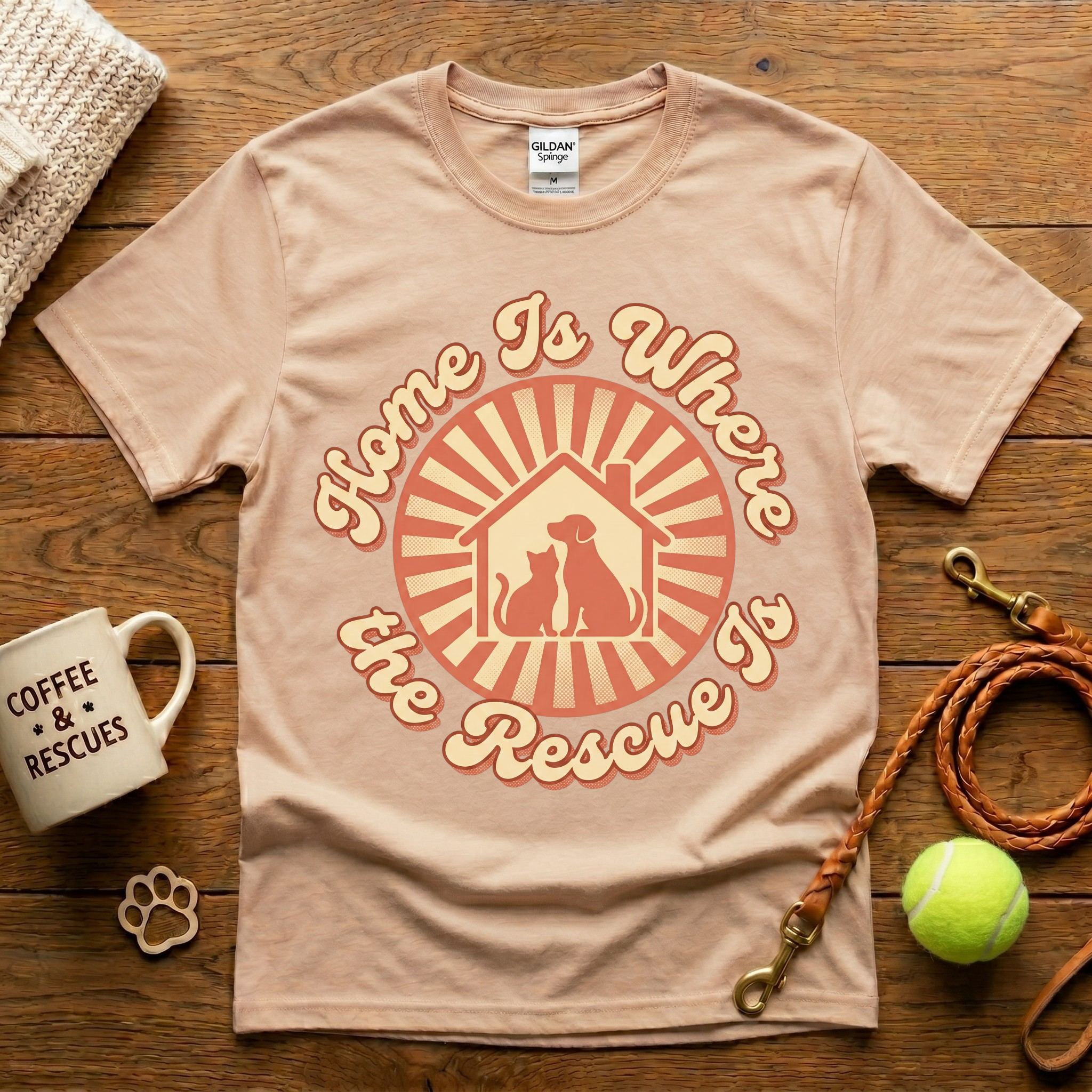Home Is Where The Rescue Is Animal Rescue T-Shirt - Vintage Retro