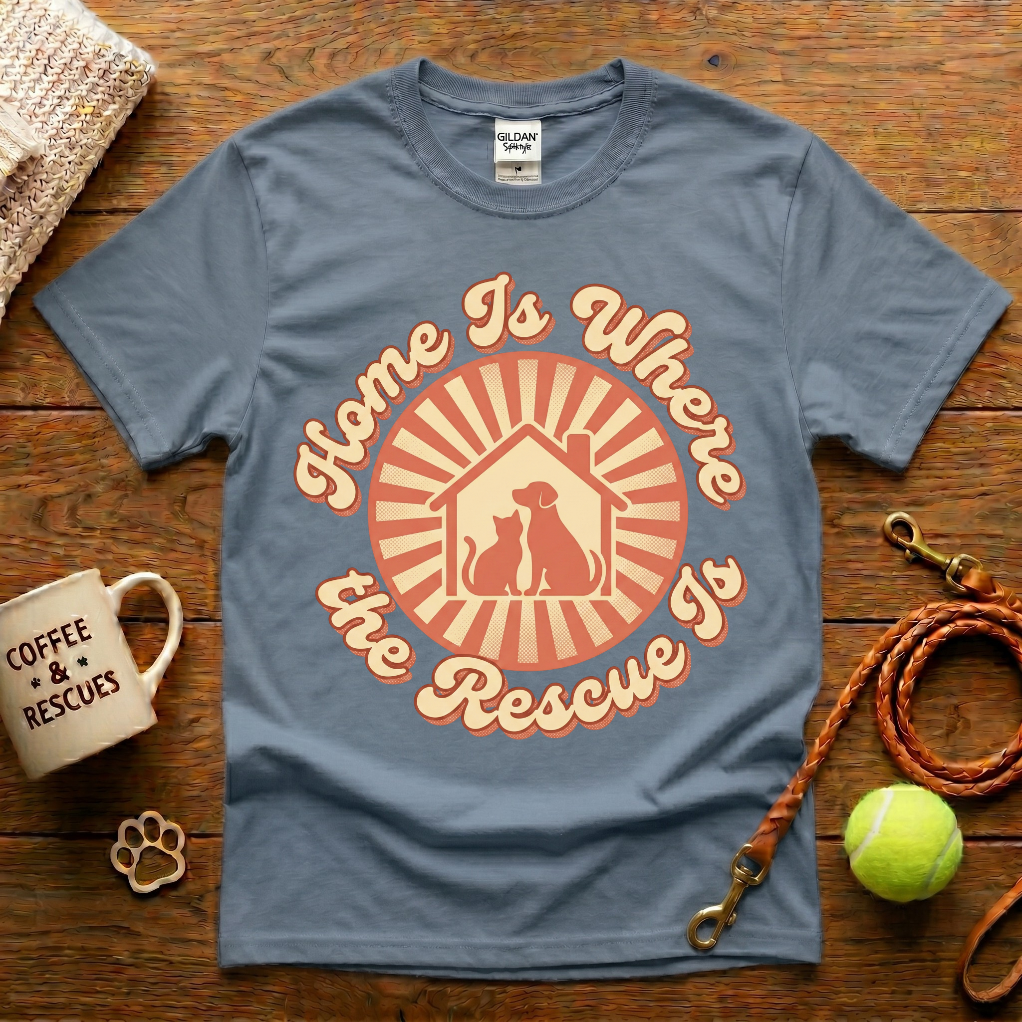 Home Is Where The Rescue Is Animal Rescue T-Shirt - Vintage Retro