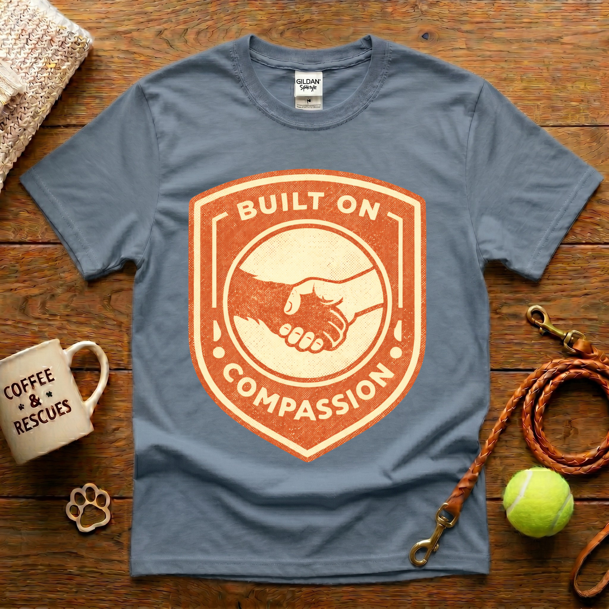 Built On Compassion Animal Rescue T-Shirt - Vintage Retro