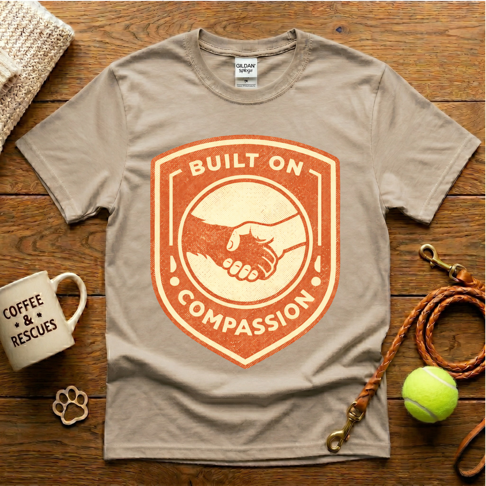 Built On Compassion Animal Rescue T-Shirt - Vintage Retro