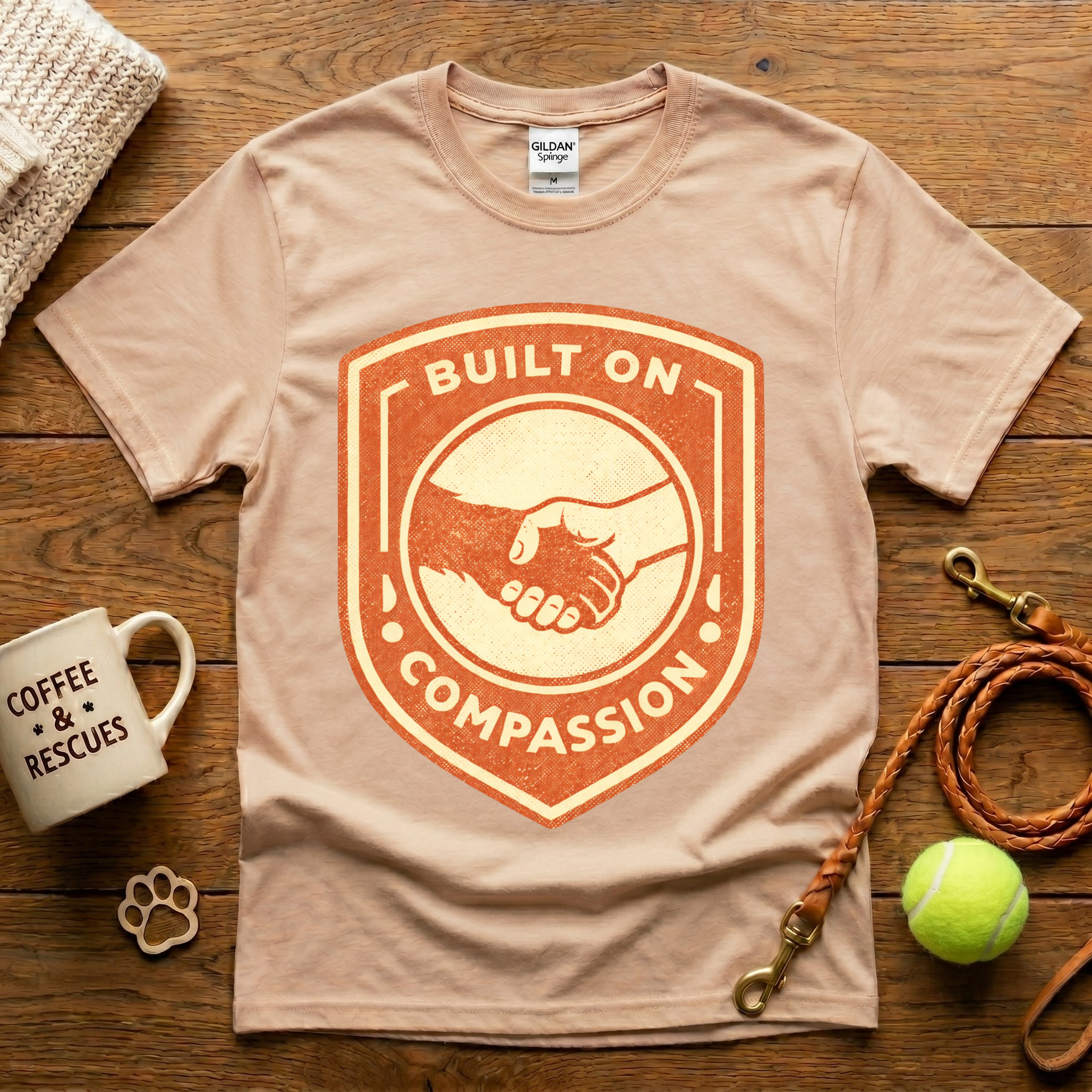 Built On Compassion Animal Rescue T-Shirt - Vintage Retro