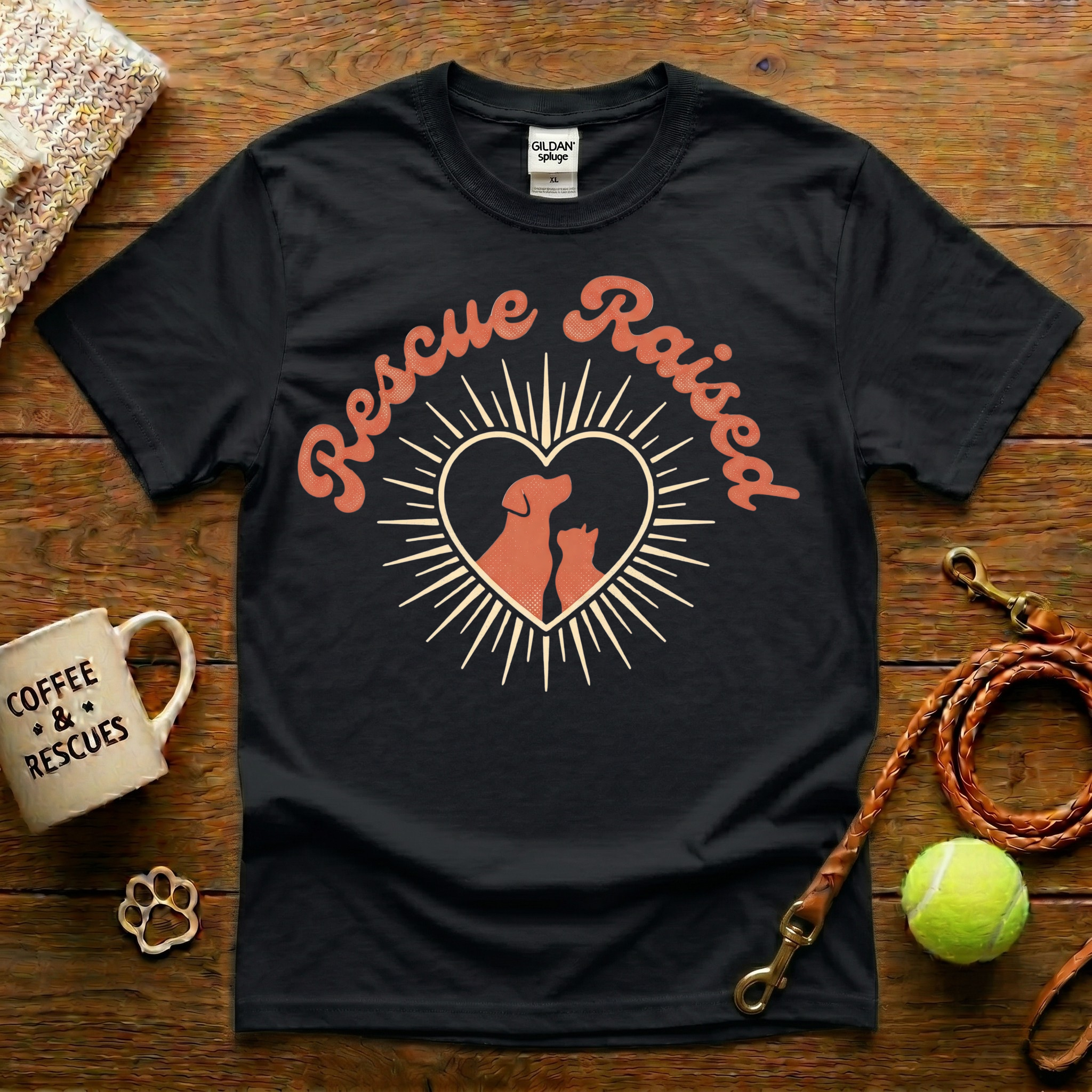 Rescue Raised Animal Rescue T-Shirt - Vintage Retro