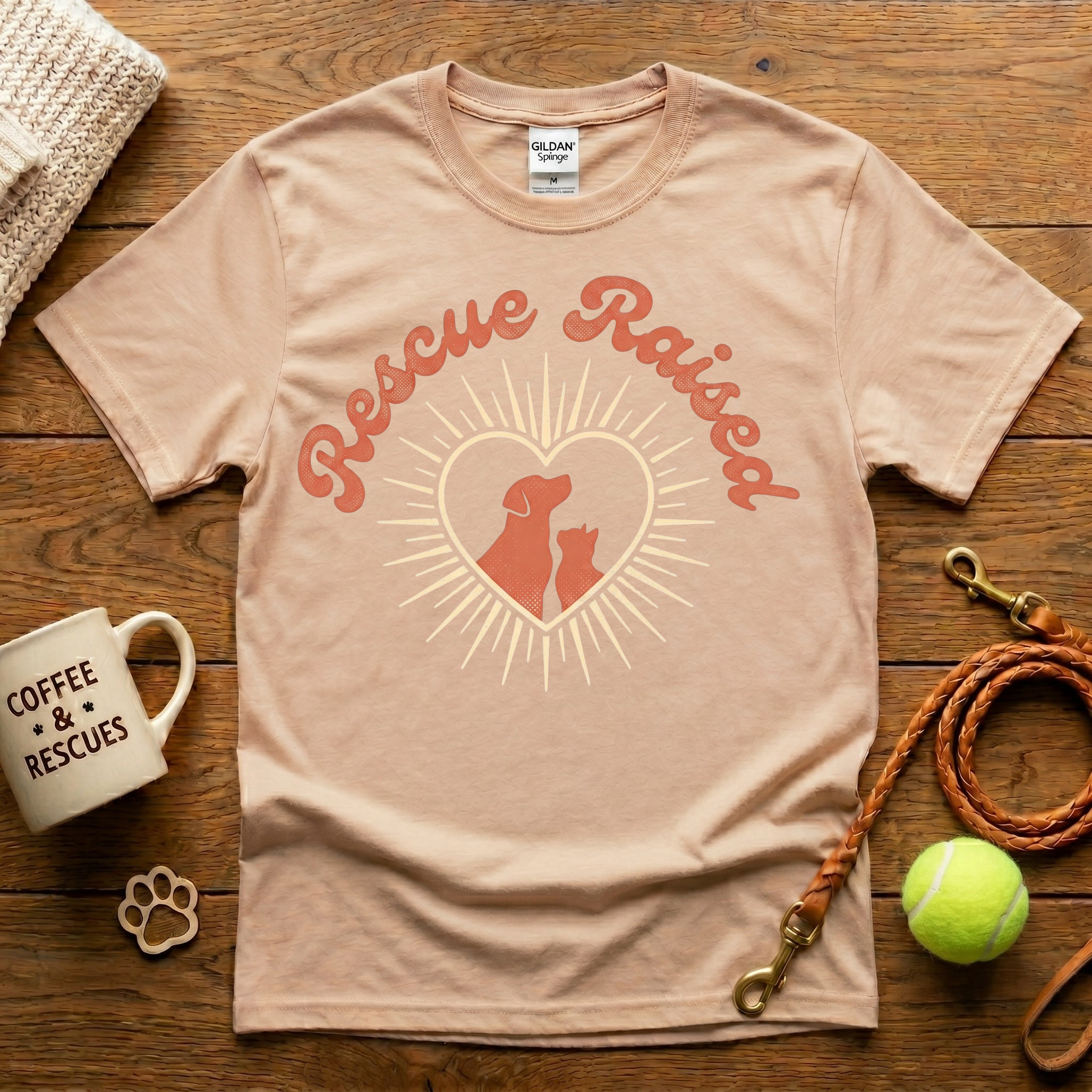 Rescue Raised Animal Rescue T-Shirt - Vintage Retro