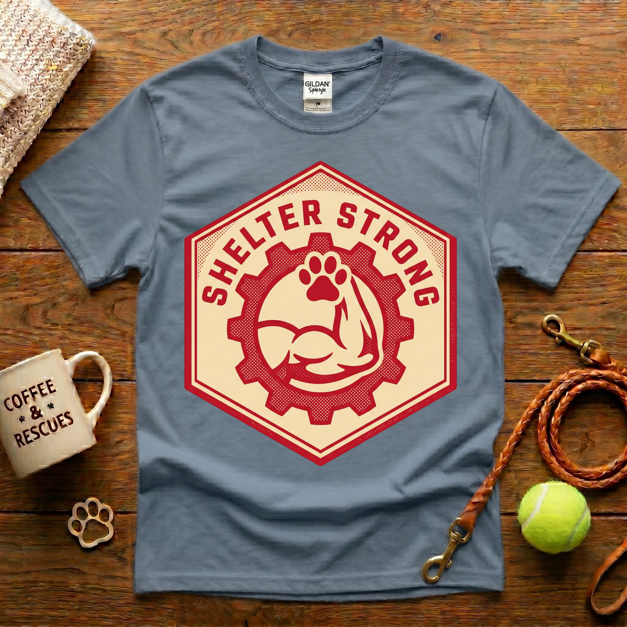 Shelter Strong Animal Rescue T-Shirt - Vintage Badge