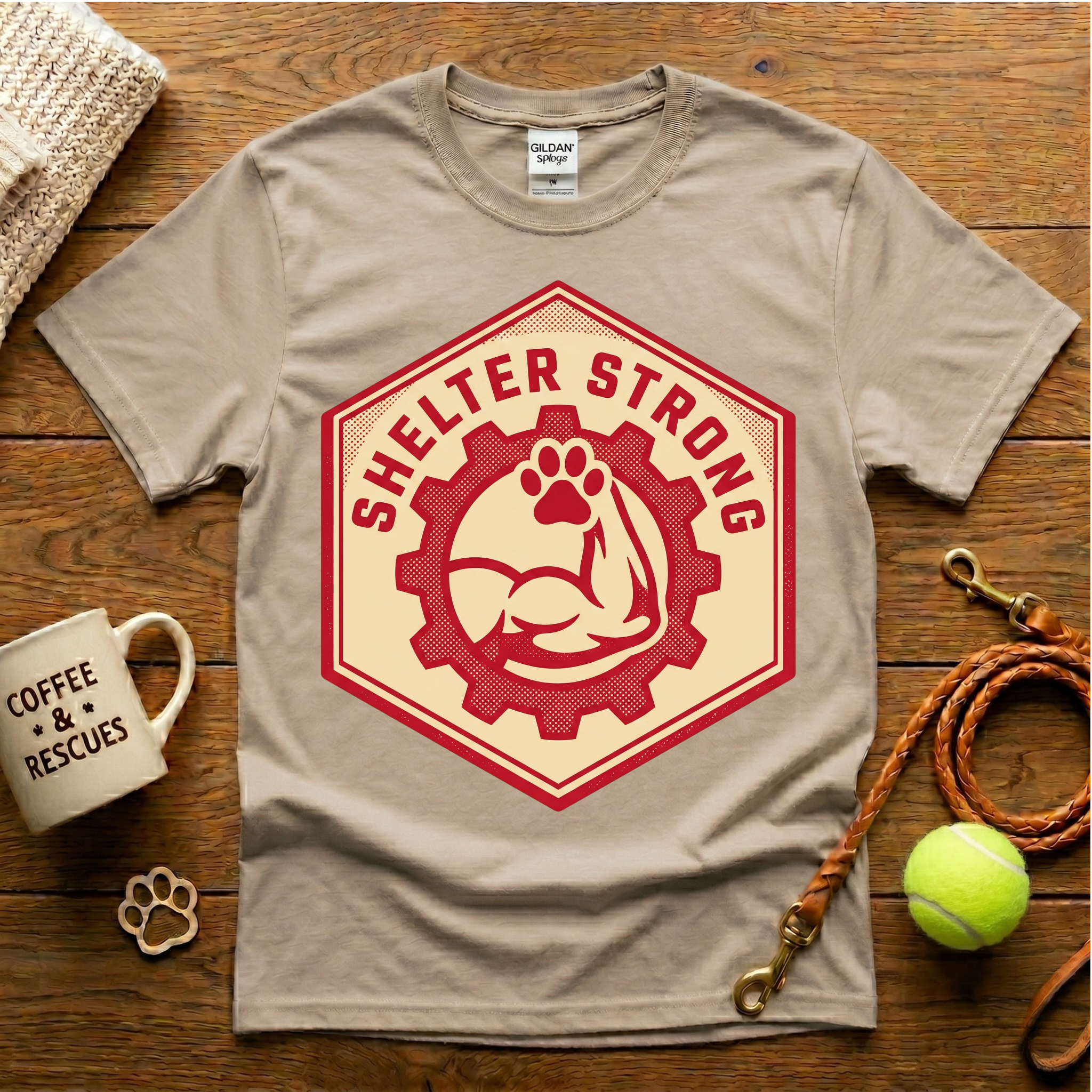 Shelter Strong Animal Rescue T-Shirt - Vintage Badge