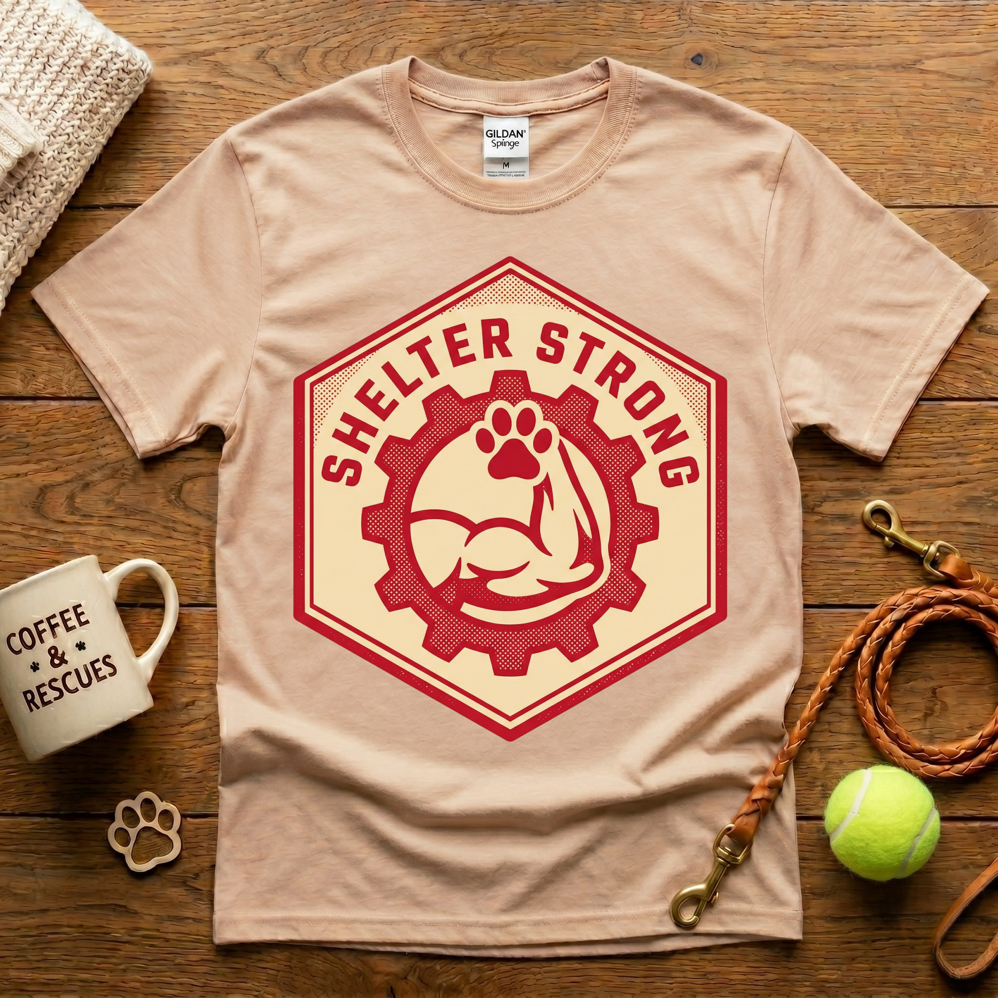 Shelter Strong Animal Rescue T-Shirt - Vintage Badge