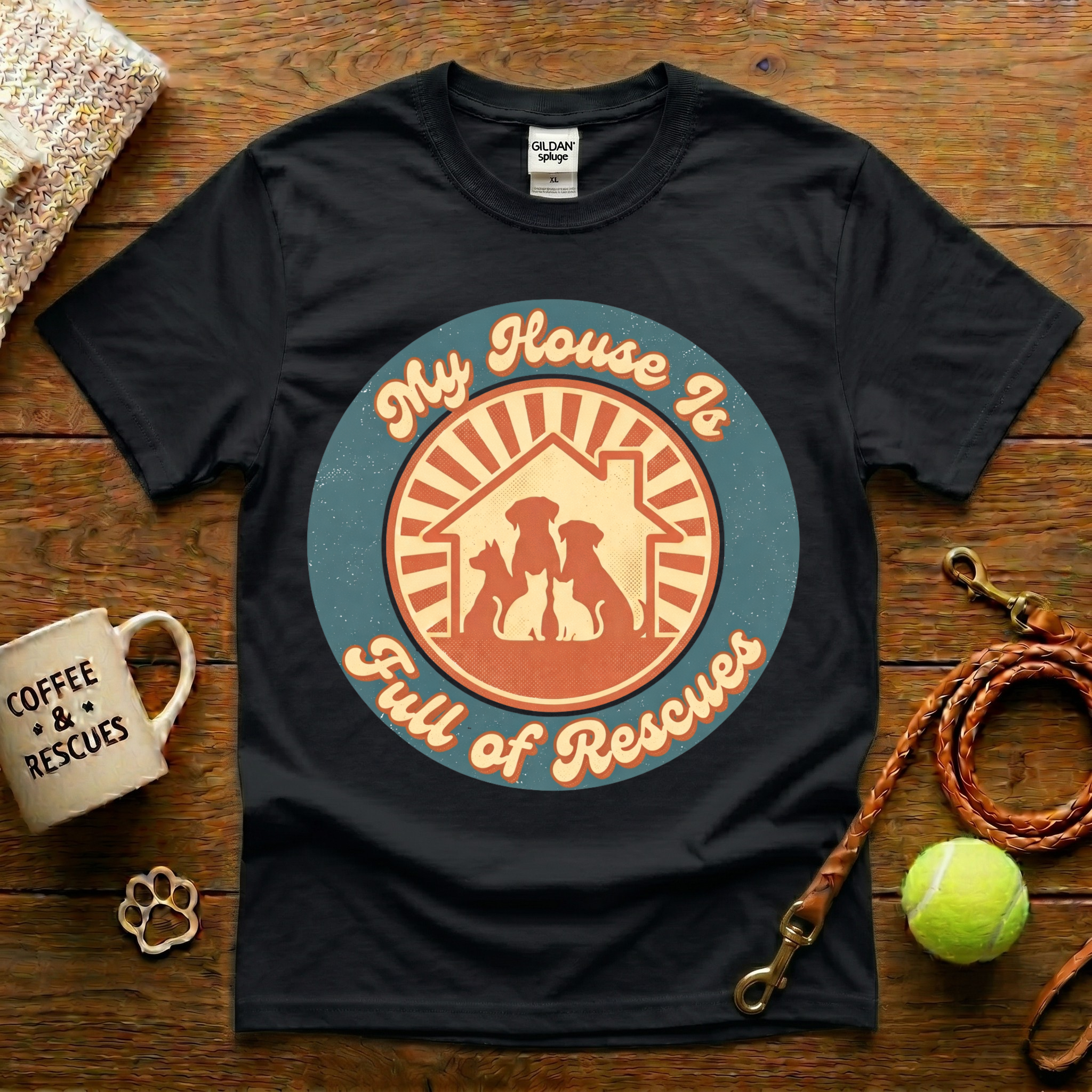 My House Is Full Of Rescues Animal Rescue T-Shirt - Vintage Retro