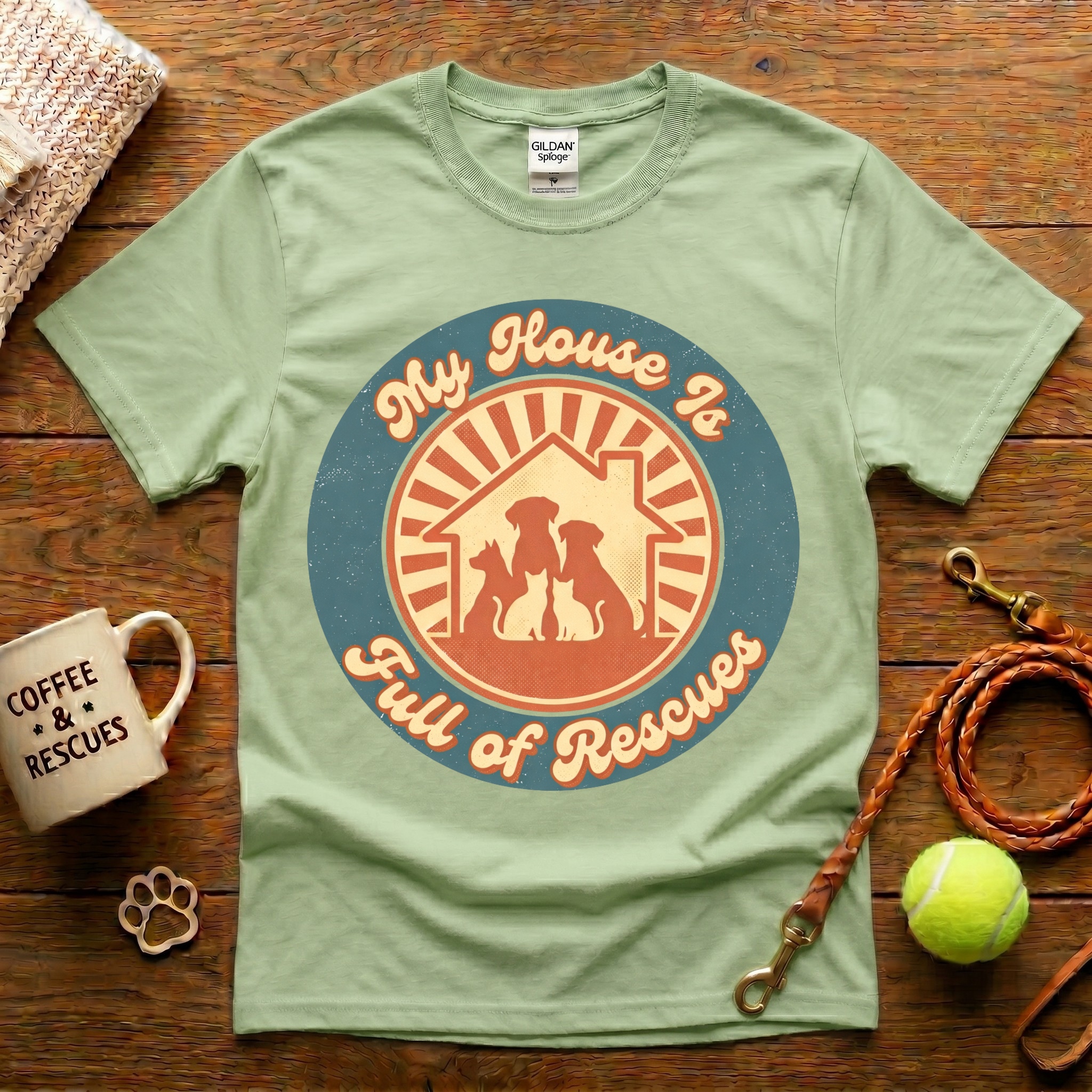My House Is Full Of Rescues Animal Rescue T-Shirt - Vintage Retro