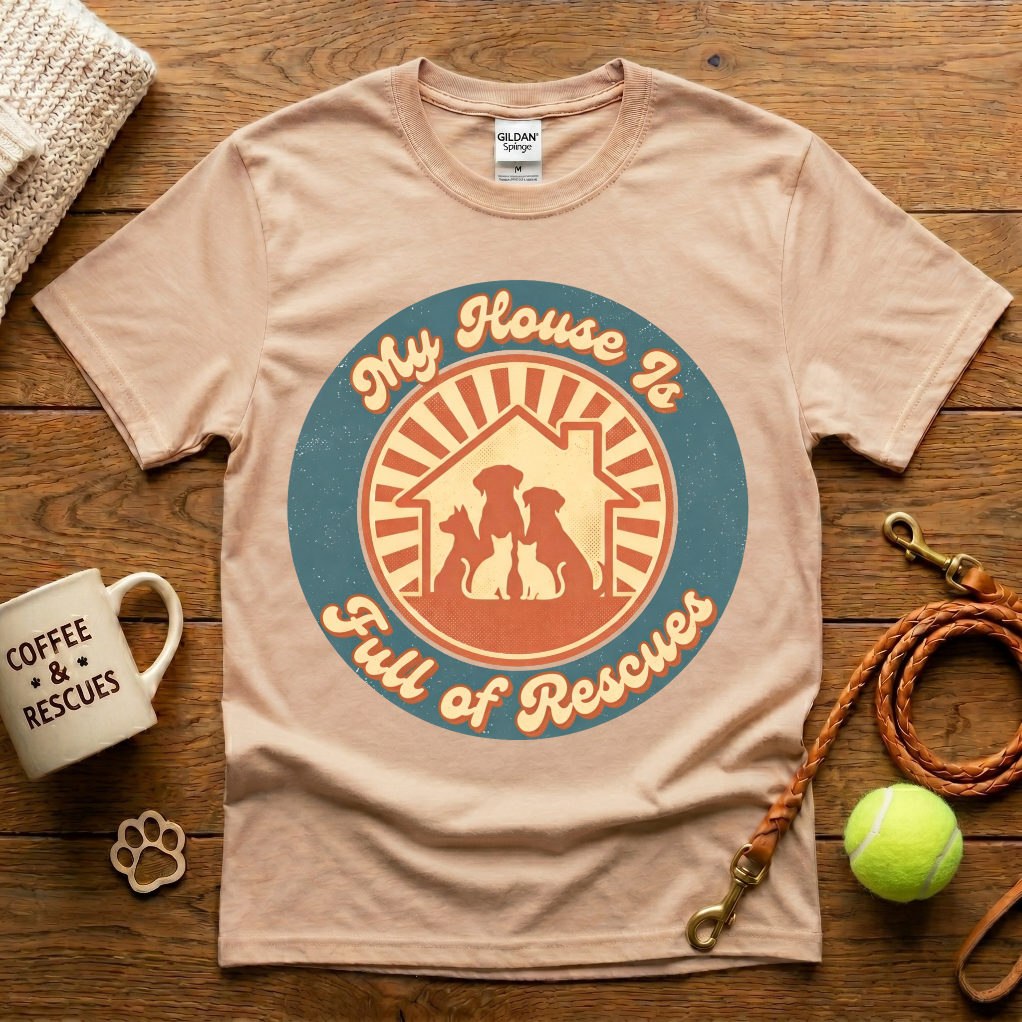 My House Is Full Of Rescues Animal Rescue T-Shirt - Vintage Retro