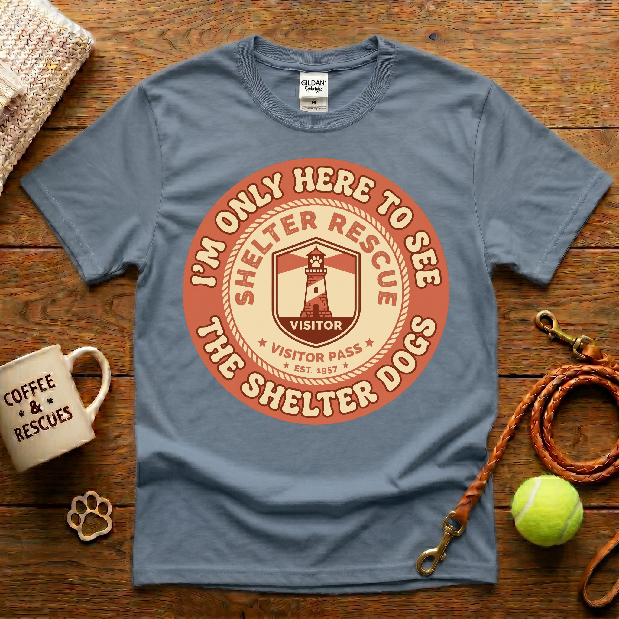 I'm Only Here To See The Shelter Dogs Animal Rescue T-Shirt - Vintage Retro