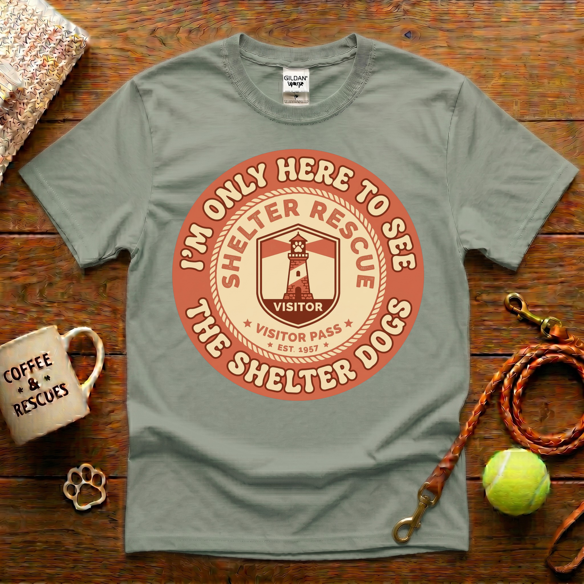 I'm Only Here To See The Shelter Dogs Animal Rescue T-Shirt - Vintage Retro