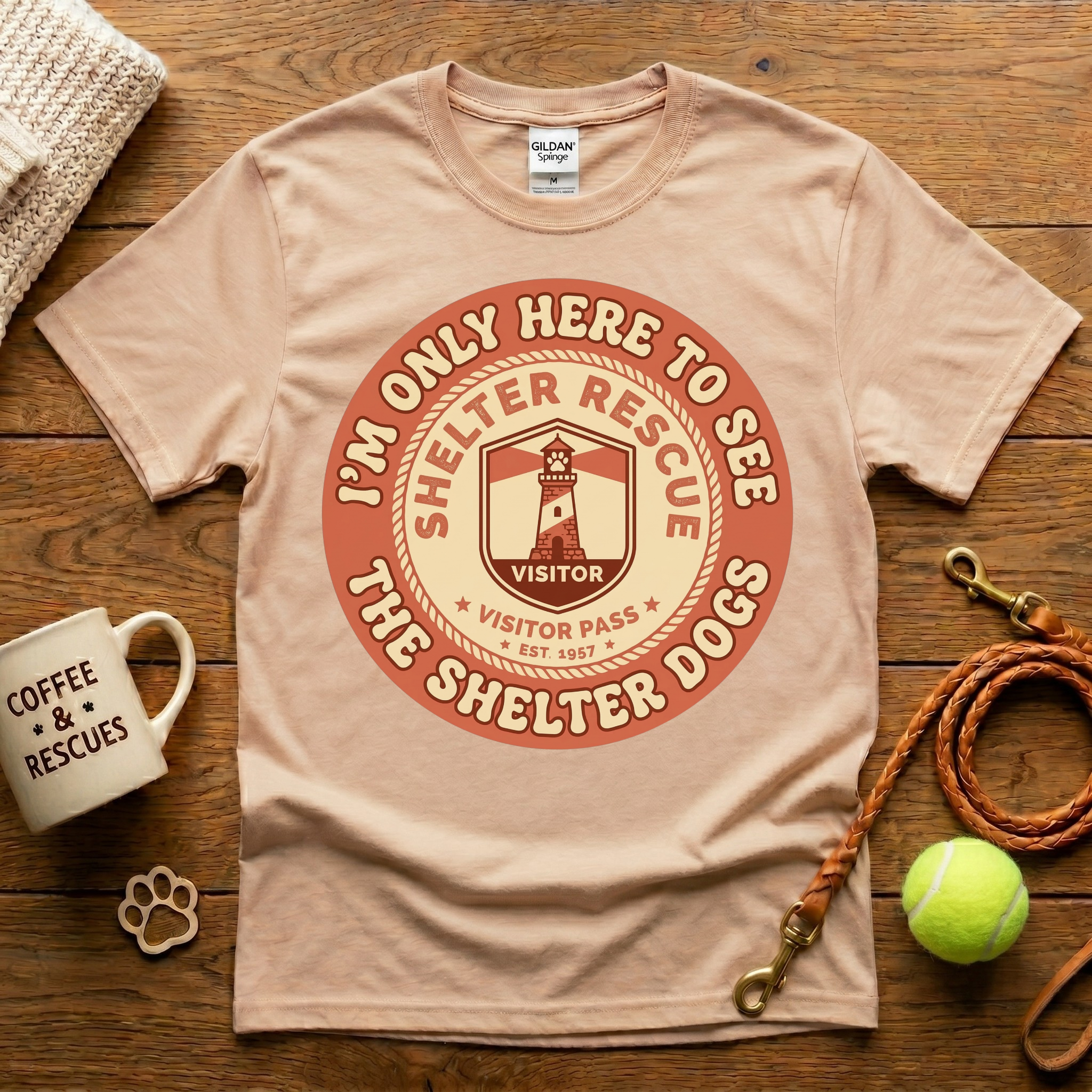 I'm Only Here To See The Shelter Dogs Animal Rescue T-Shirt - Vintage Retro