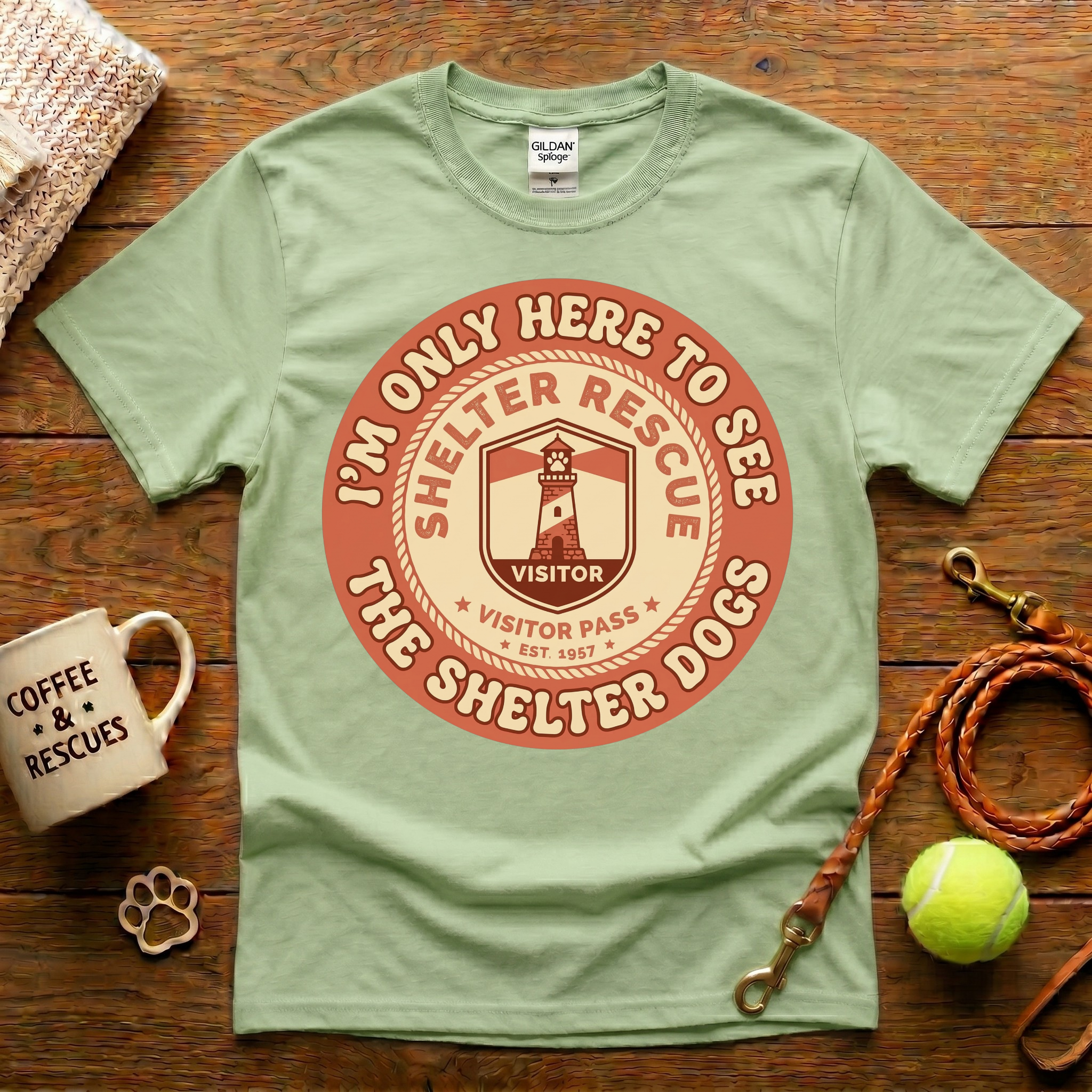 I'm Only Here To See The Shelter Dogs Animal Rescue T-Shirt - Vintage Retro