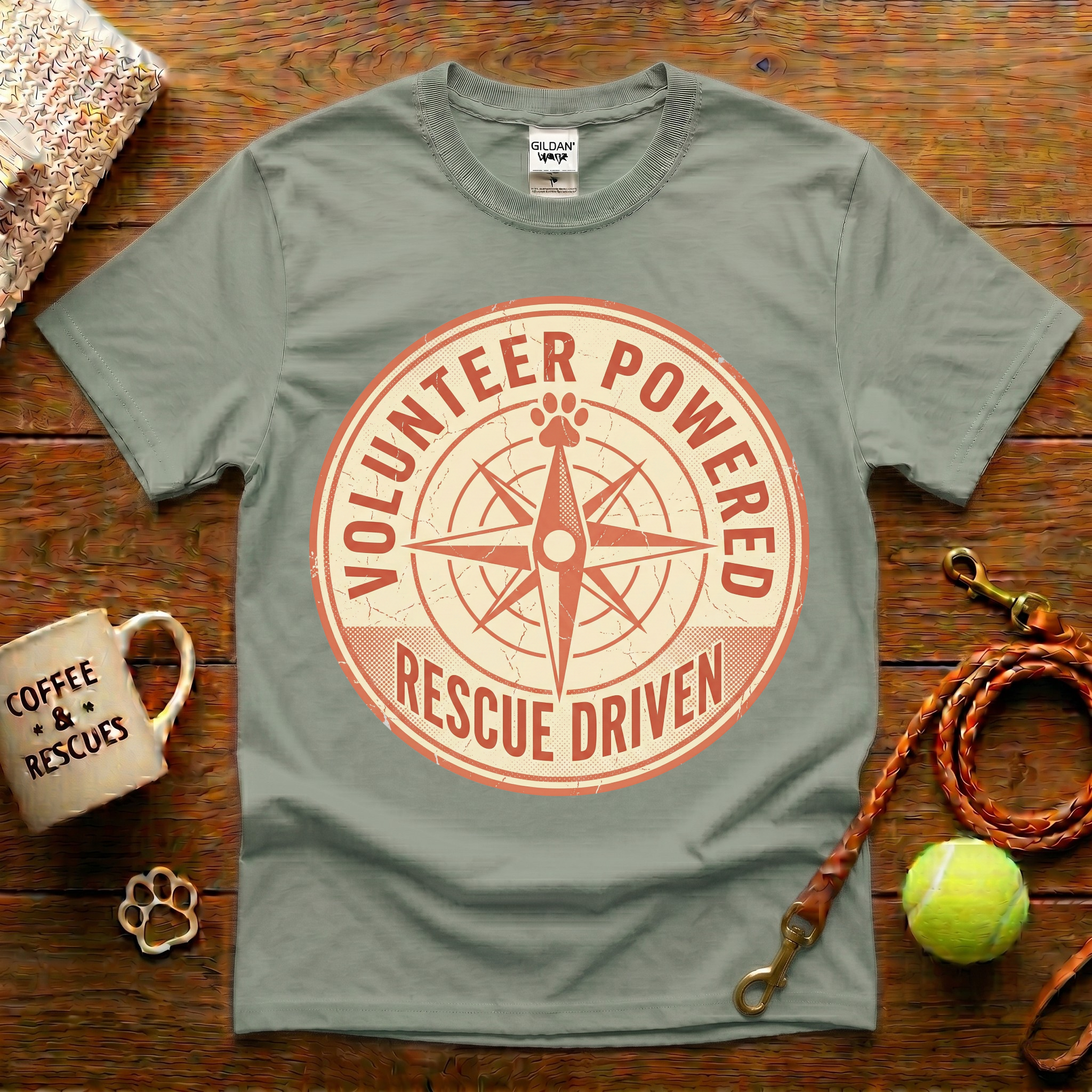 Volunteer Powered Rescue Driven Animal Rescue T-Shirt - Vintage Retro