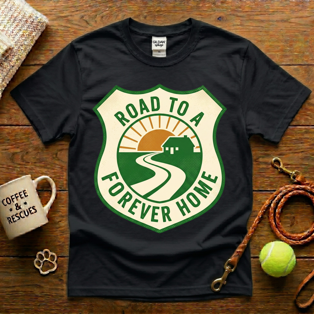 Road To A Forever Home Animal Rescue T-Shirt - Vintage Retro