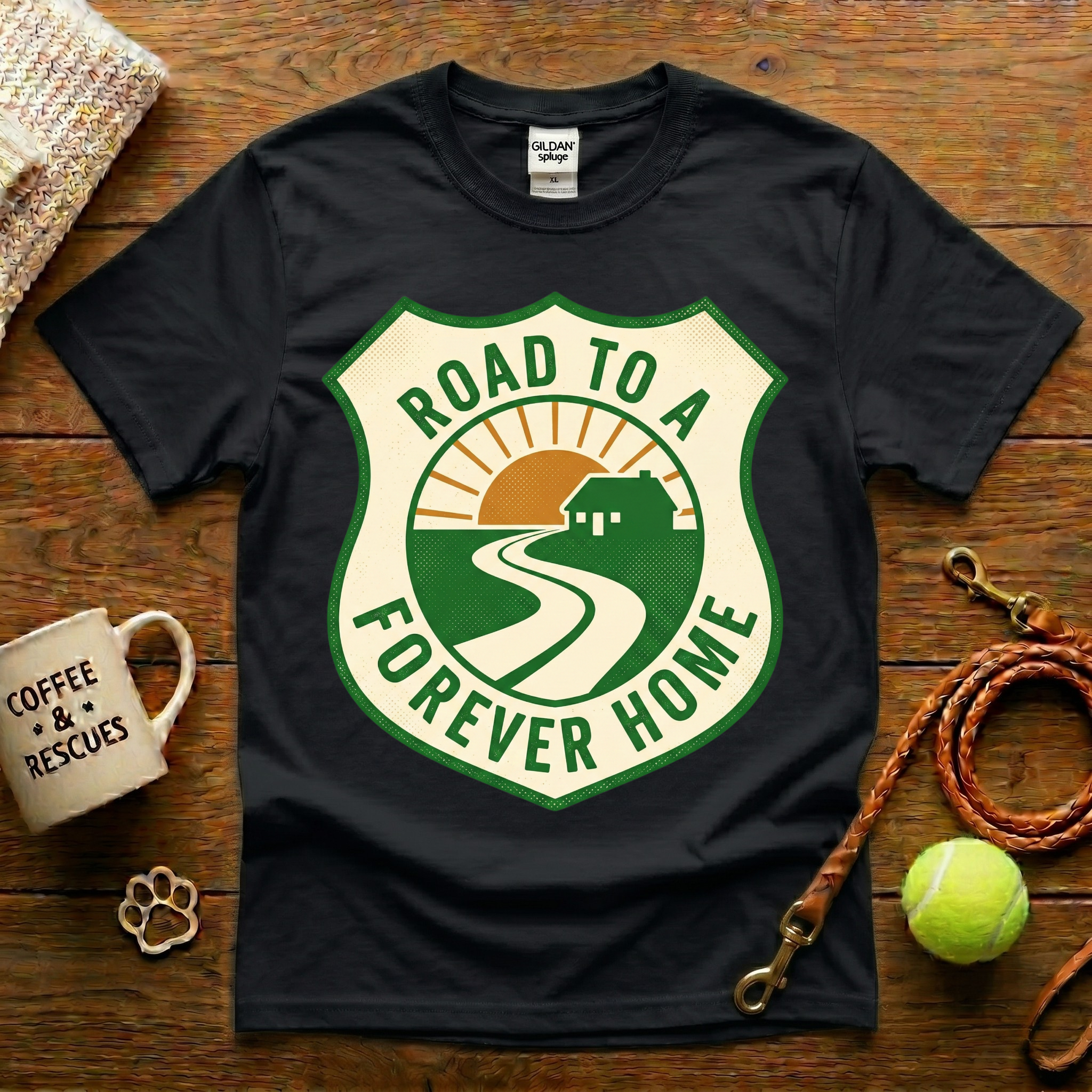 Road To A Forever Home Animal Rescue T-Shirt - Vintage Retro