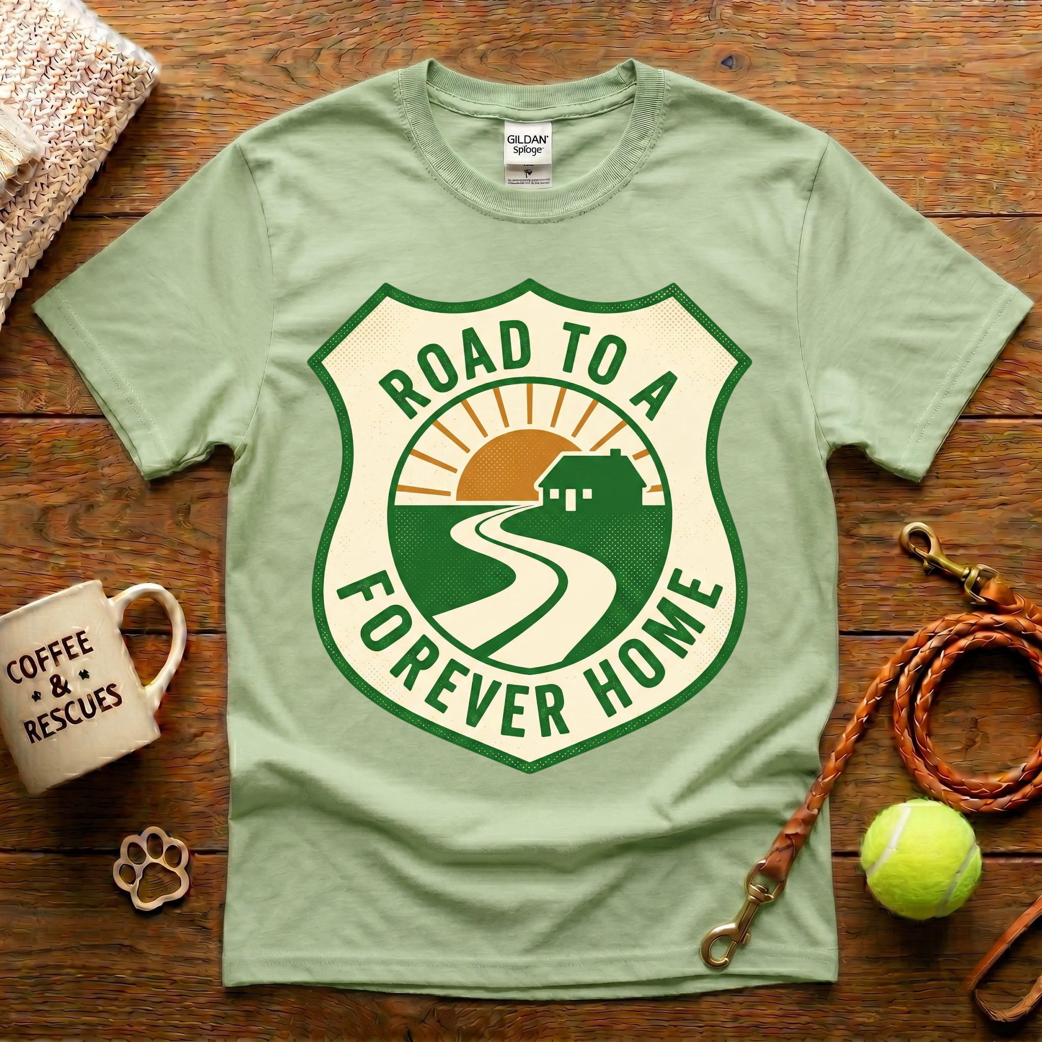 Road To A Forever Home Animal Rescue T-Shirt - Vintage Retro