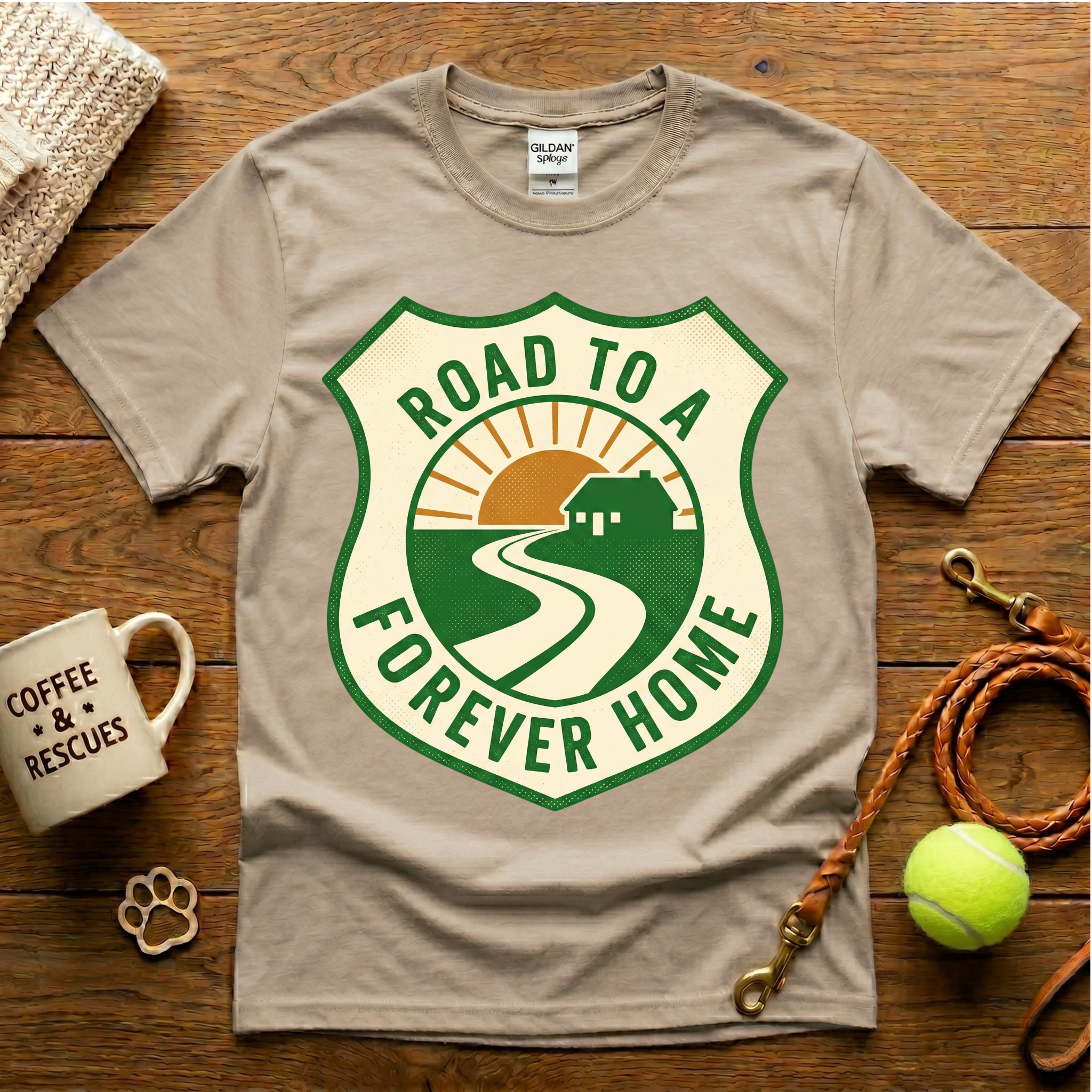 Road To A Forever Home Animal Rescue T-Shirt - Vintage Retro