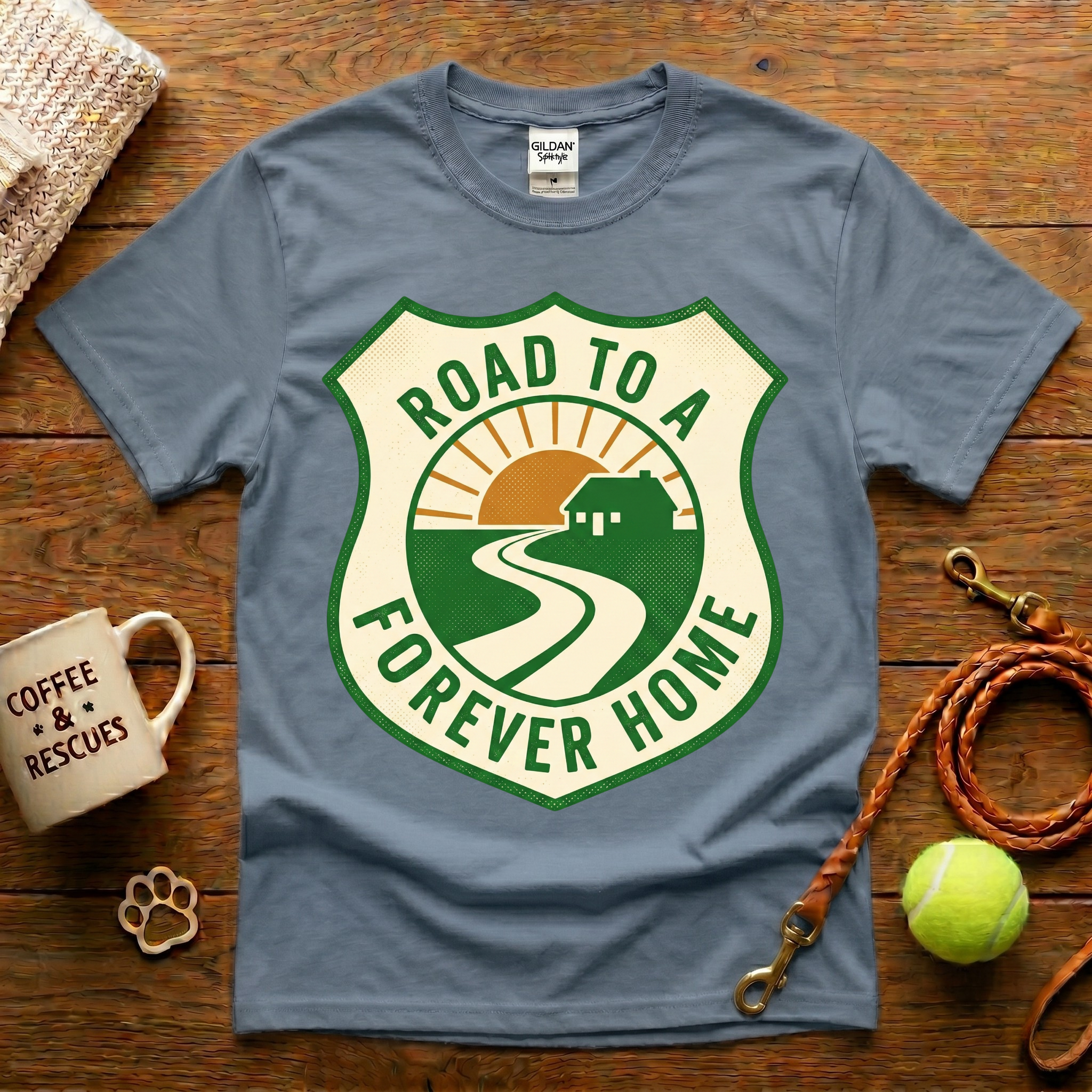 Road To A Forever Home Animal Rescue T-Shirt - Vintage Retro