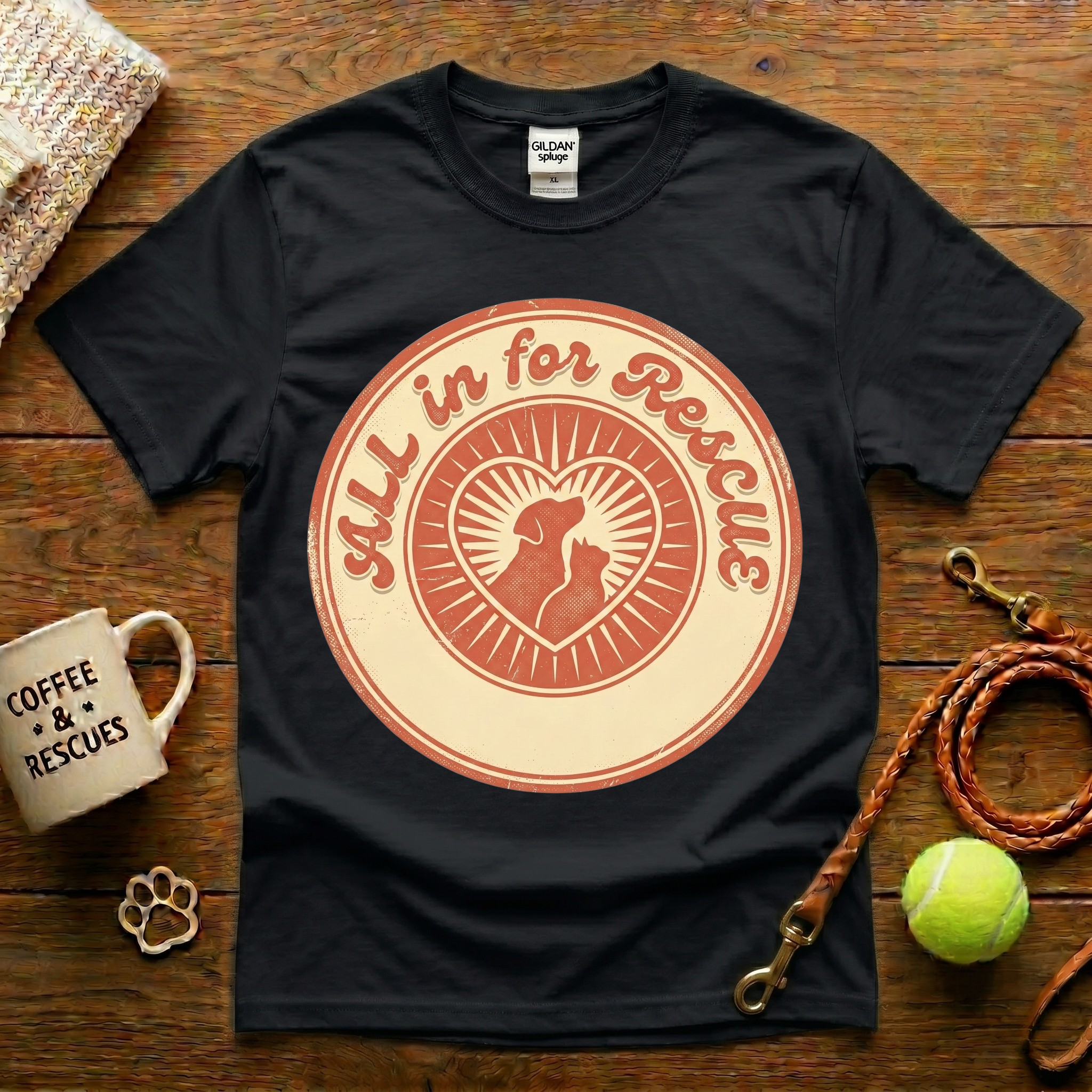 All In For Rescue Animal Rescue T-Shirt - Vintage Retro
