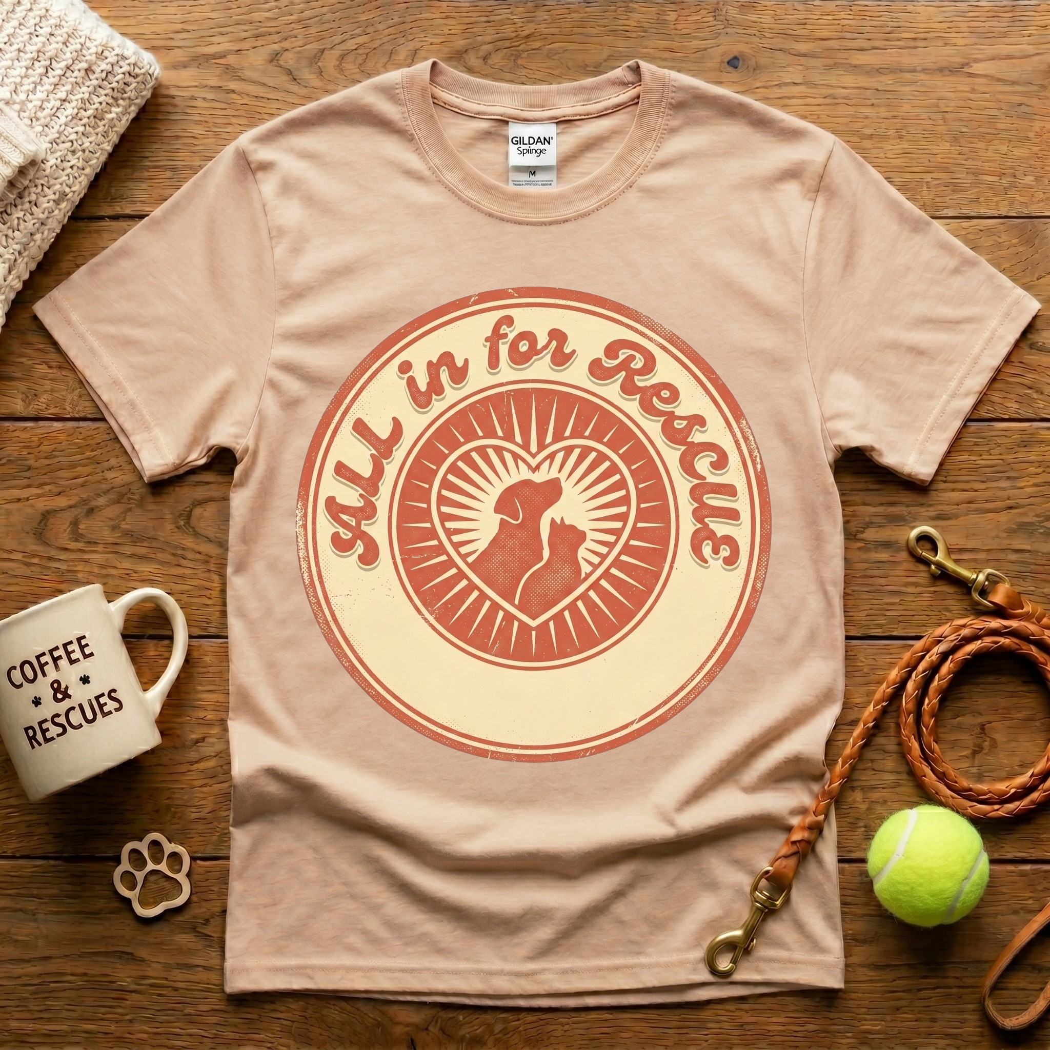 All In For Rescue Animal Rescue T-Shirt - Vintage Retro